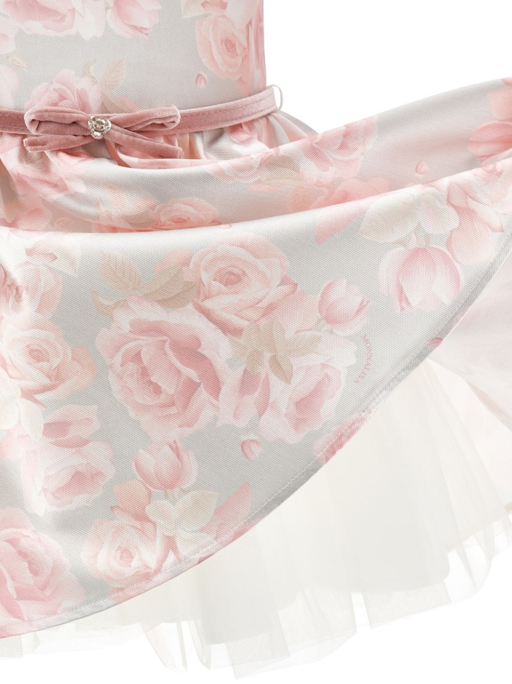 Abito romantic mikado st. GrigioPerla+Rosa 73H9028610 3391 MONNALISA KIDS