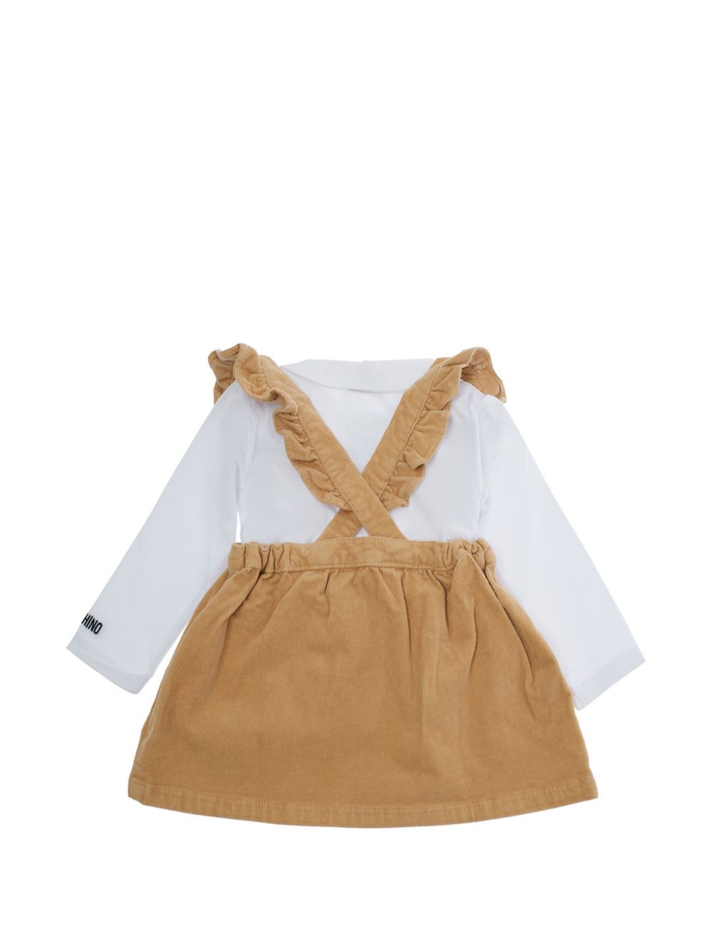 Completo con bretelle marrone MDK03ILVC02 20351 MOSCHINO KIDS