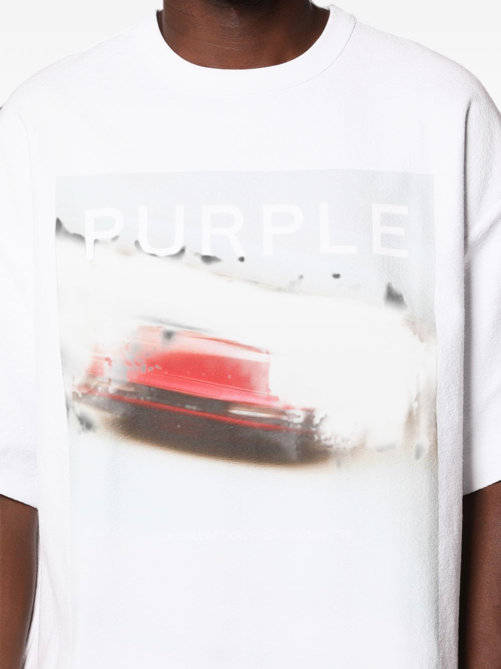 Hwt Textured Jersey Ss White M1057HTWD326 WHITE PURPLE BRAND