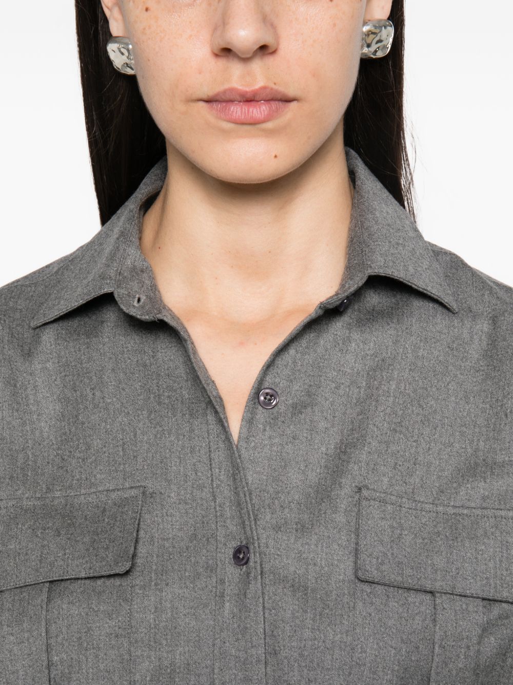 Camicia in Lana Vergine Grigio/Silver PATTIENS520038 G1238 TAGLIATORE