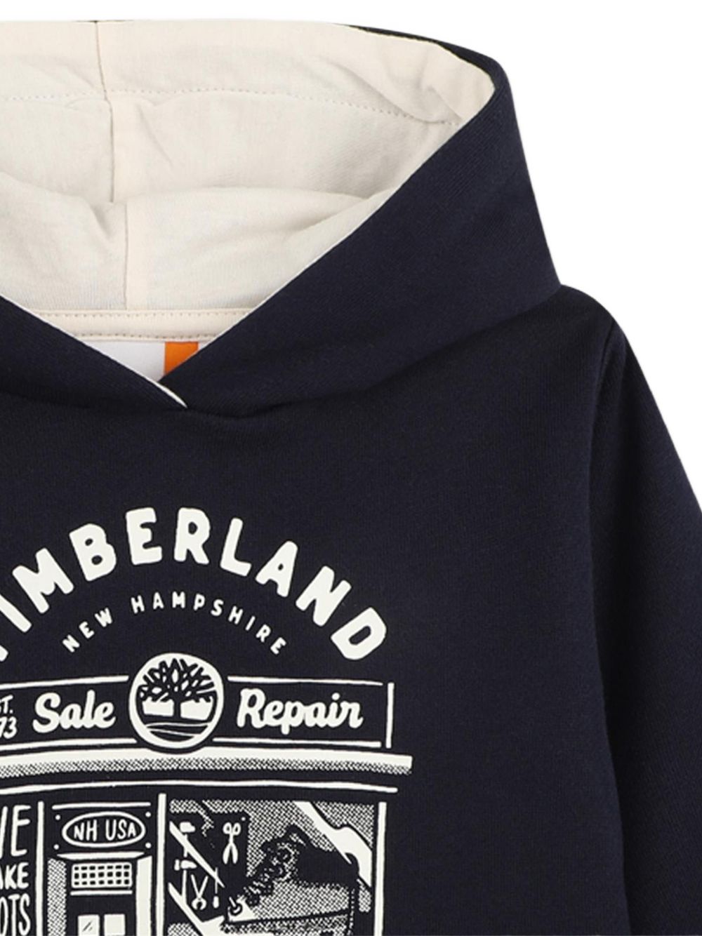 80% cotton from organic farming / 20% polyester brushed cotone garzato con cappuccio sweatshirt, printed illustrazione on davanti. T61034 849 TIMBERLAND KIDS