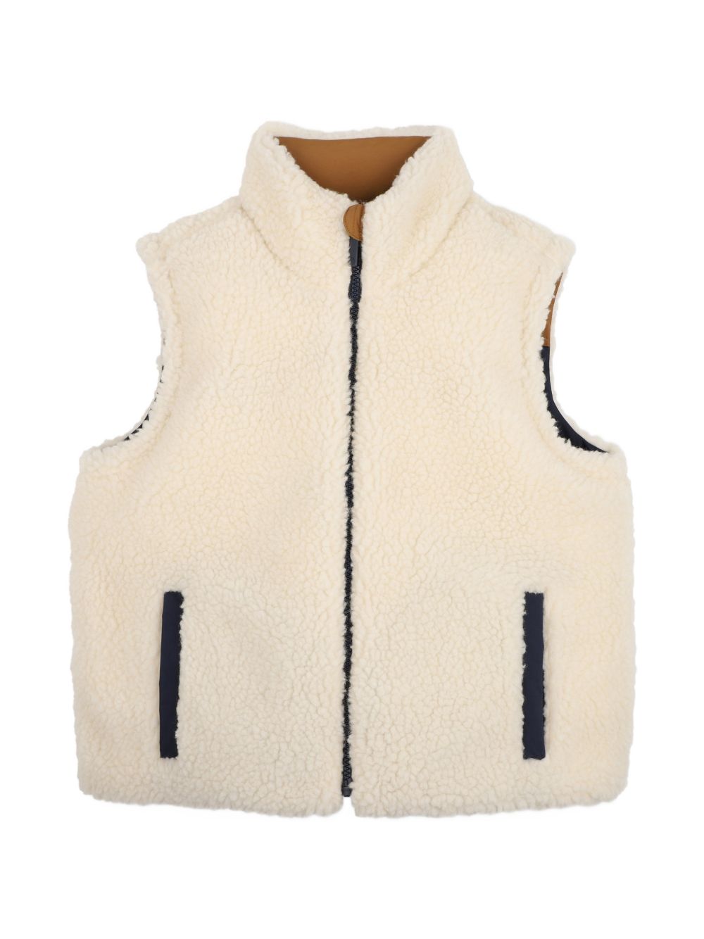 Reversible senza maniche piumino. One side in 100% polyester water repellent twill, bicolor yokes, davanti flap tasche, printed logo on paper label on chest. Other side in 100% polyester faux shearling, side tasche, ricamato logo sul retro. *reversib T61059 849 TIMBERLAND KIDS