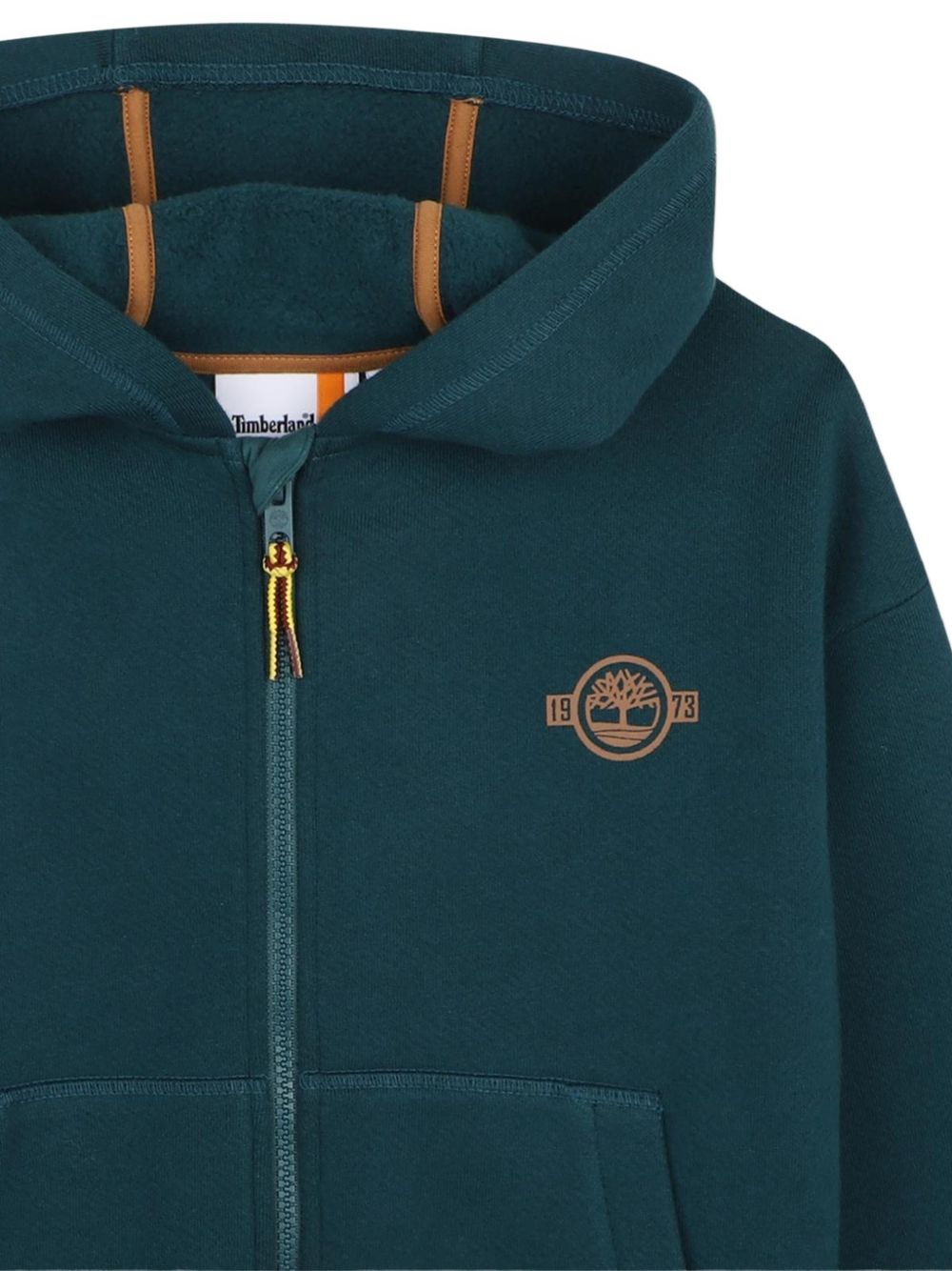 100% cotton from organic farming brushed herringbone cotone garzato con cappuccio cardigan, zip chiusura, davanti tasche, printed logos on davanti e retro. *con jogg pantaloni t61070* T61067 68R TIMBERLAND KIDS