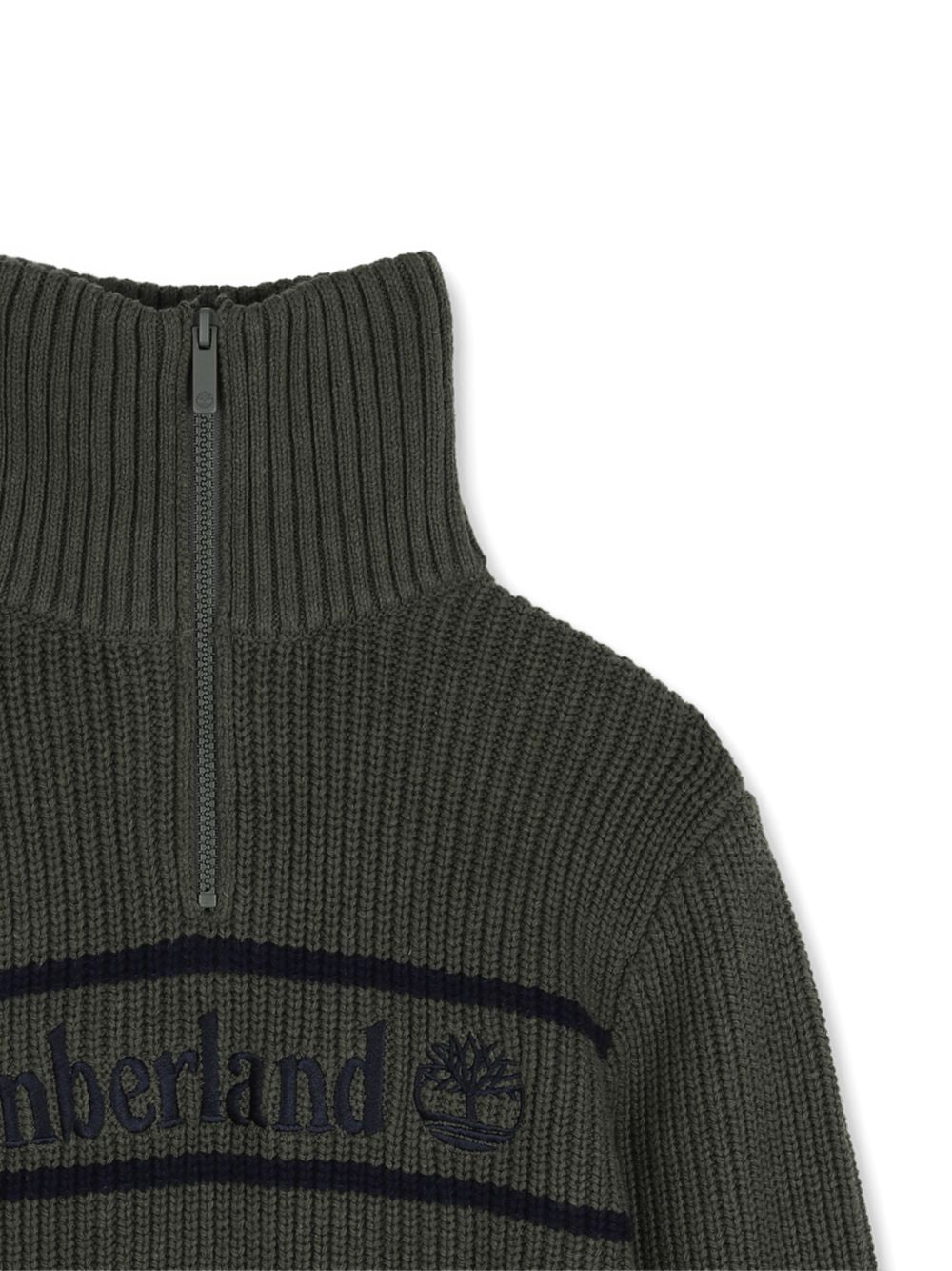 60% cotton / 35% polyamide / 5% wool in maglia zipped roll-neck felpa, ricamato logo on davanti. T61082 730 TIMBERLAND KIDS