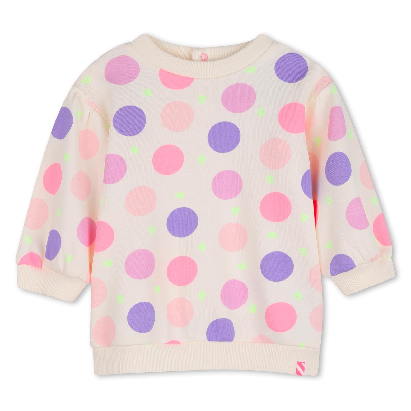 Vestito in cotone garzato, stampa a pois, costina su scollo, polsini e fondo, chiusura con bottoni automatici sul retro. U22240 121 BILLIE BLUSH KIDS