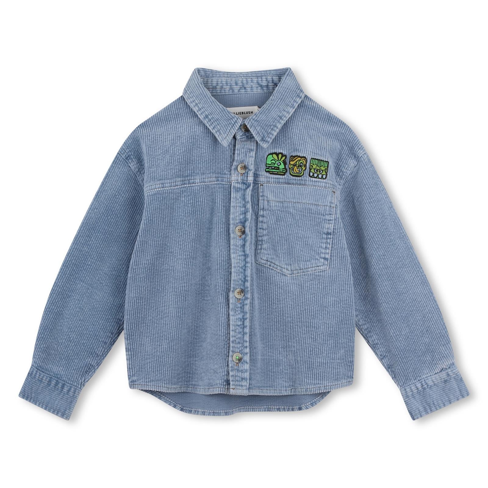 Velluto shirt jacket, chest ricamo, 1 chest tasca, buttoned chiusura. U22307 81U BILLIE BLUSH KIDS