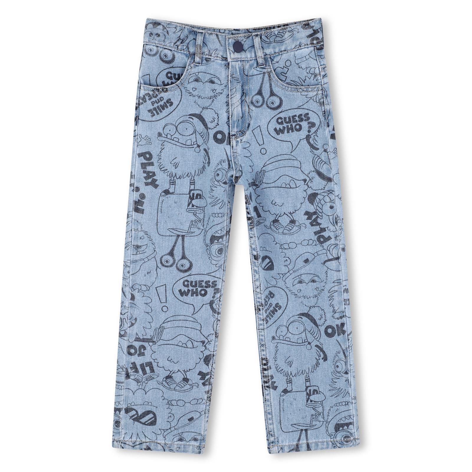 Pantaloni in denim con an all-over "monstars", 4 tasche, vita regolabile con zip. Vestibilità regolare. U22325 Z18 BILLIE BLUSH KIDS