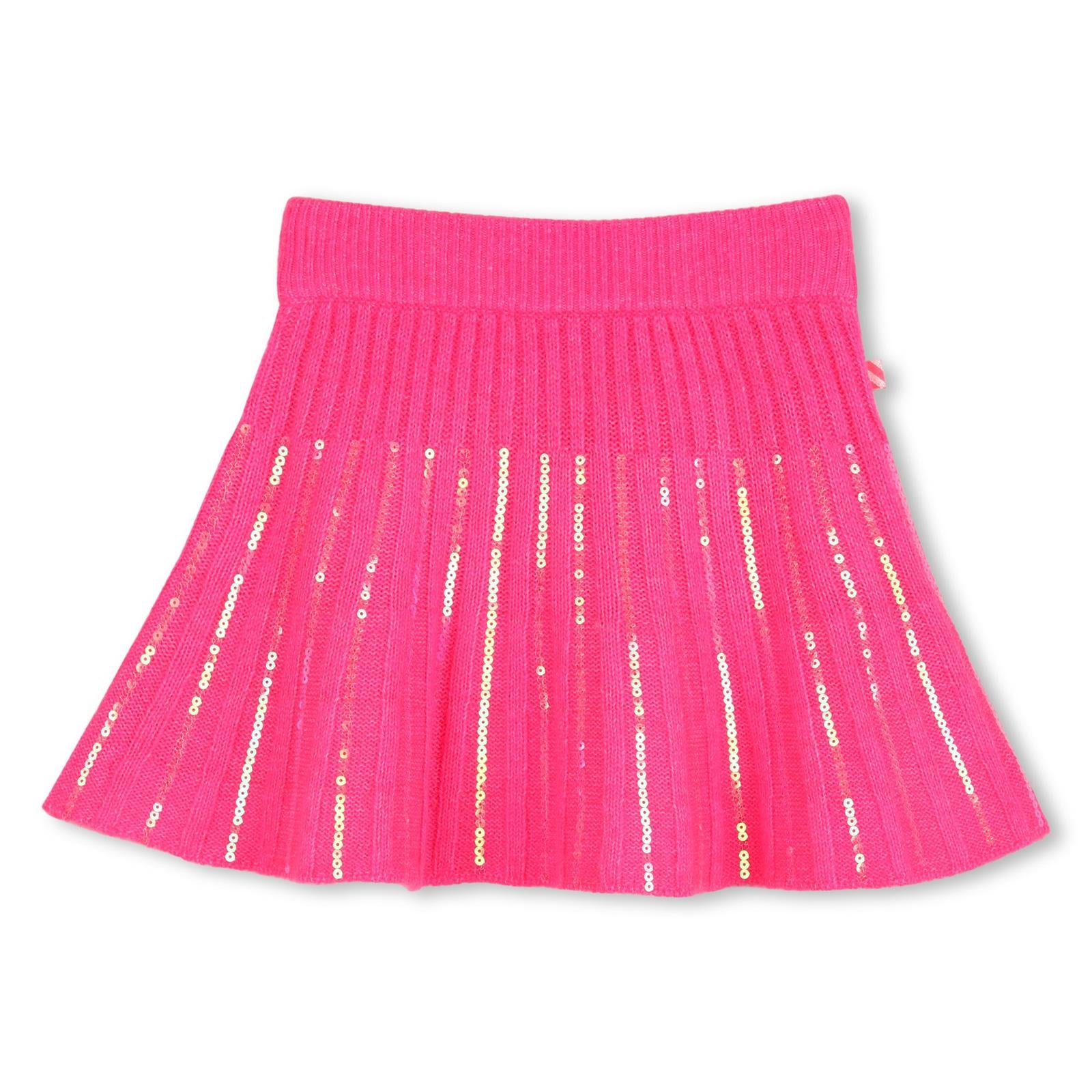 Gonna in maglia, righe di paillettes ricamate between ribs, fascia in costina. U22367 47A BILLIE BLUSH KIDS