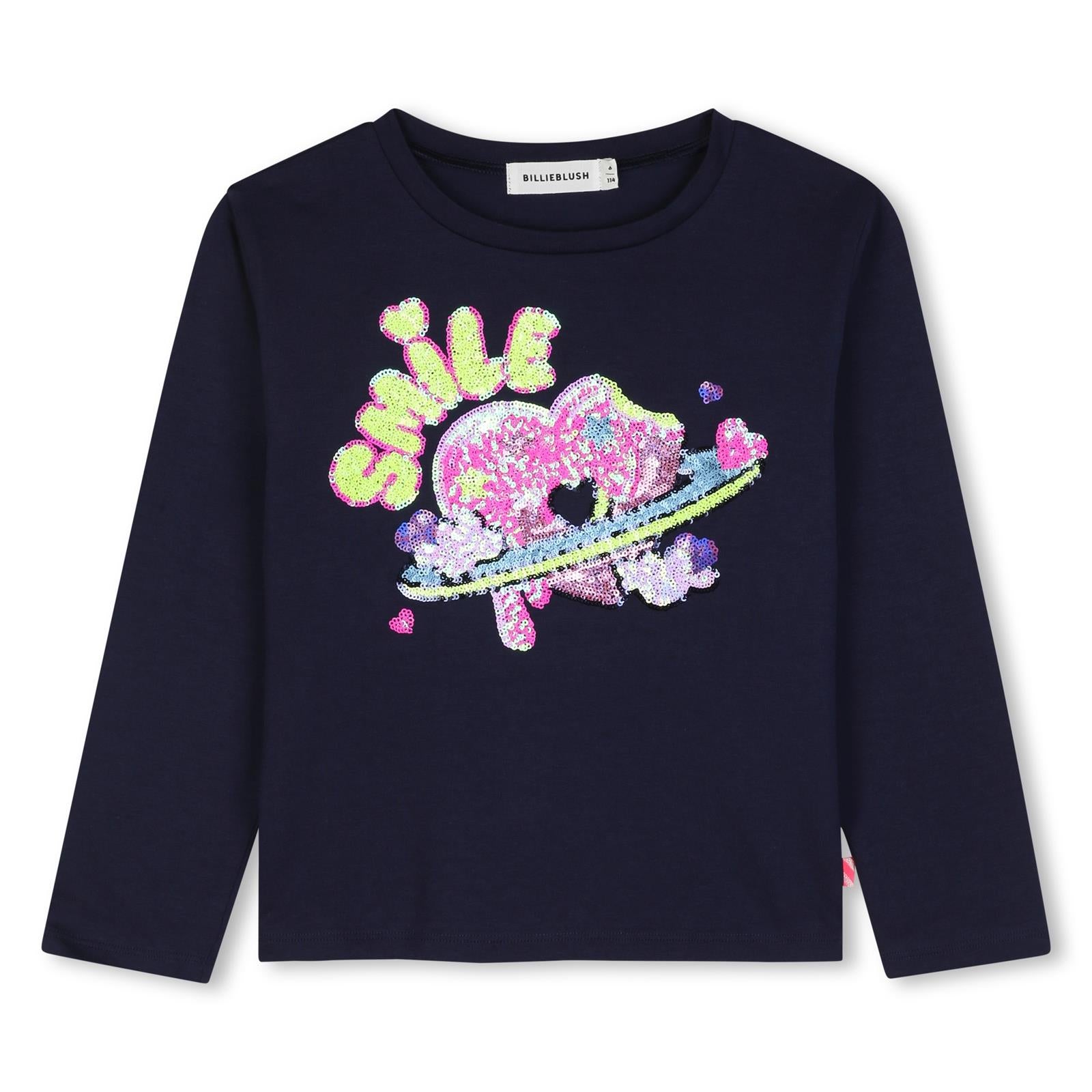T-shirt in jersey, maniche lunghe, paillettes illustrazione sul davanti. Vestibilità comfort. U22372 85T BILLIE BLUSH KIDS