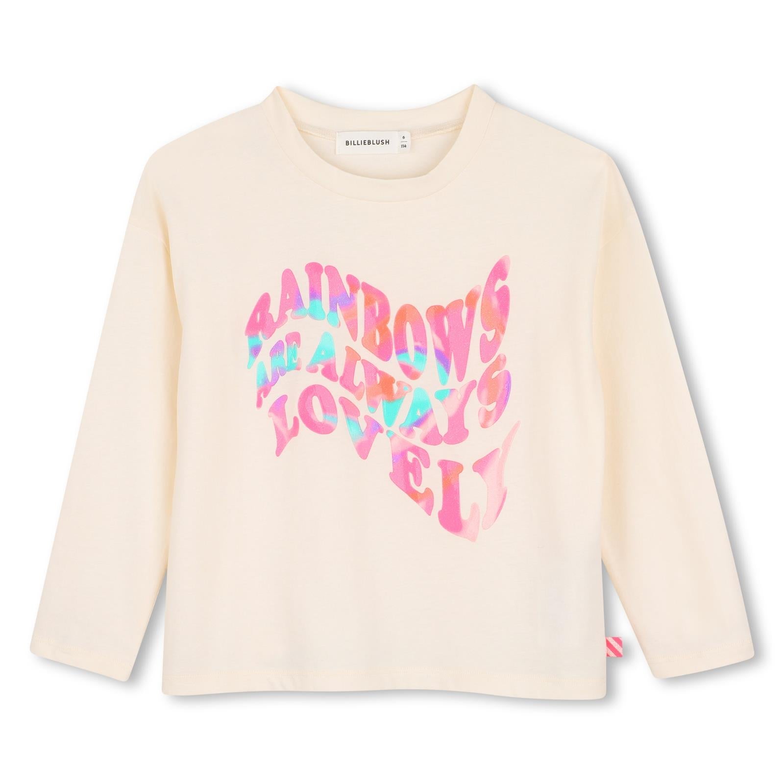 T-shirt in jersey, maniche lunghe, illustrazione in silicone sul davanti. Vestibilità morbida. U22373 121 BILLIE BLUSH KIDS