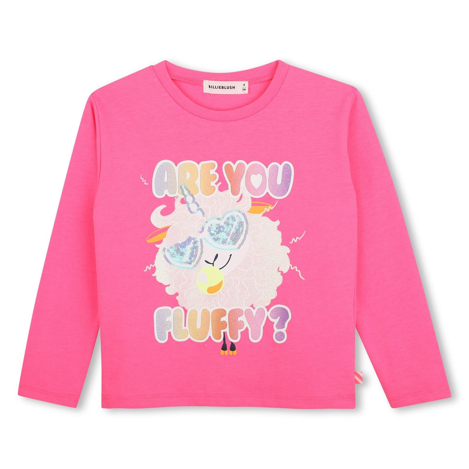 T-shirt in jersey, maniche lunghe, illustrazione con paillettes e glitter sul davanti. Vestibilità comfort. U22380 47A BILLIE BLUSH KIDS