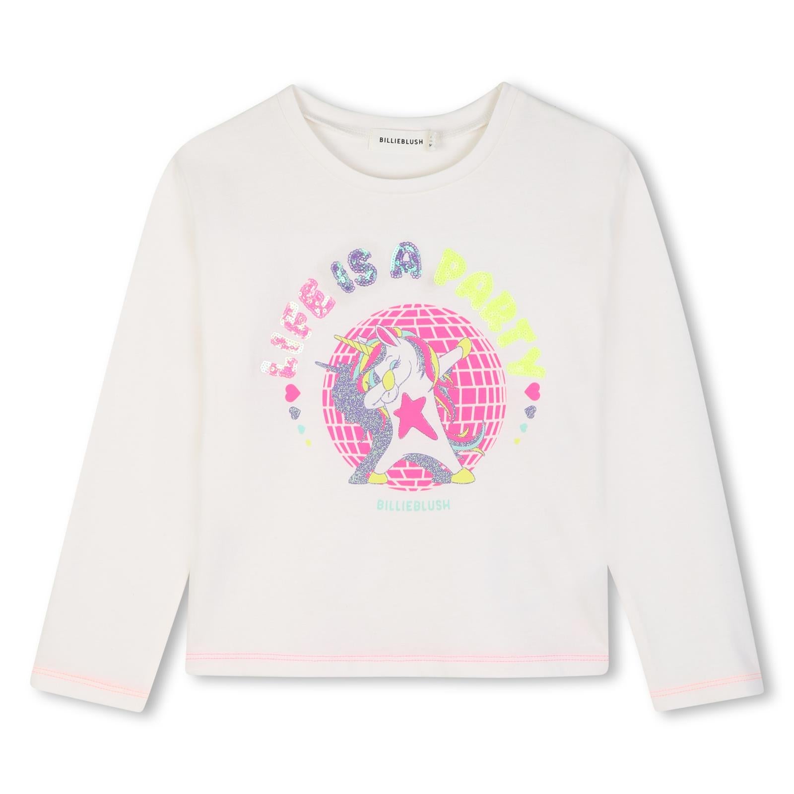 T-shirt in jersey, maniche lunghe, illustrazione con paillettes e glitter sul davanti. Vestibilità comfort. U22382 121 BILLIE BLUSH KIDS