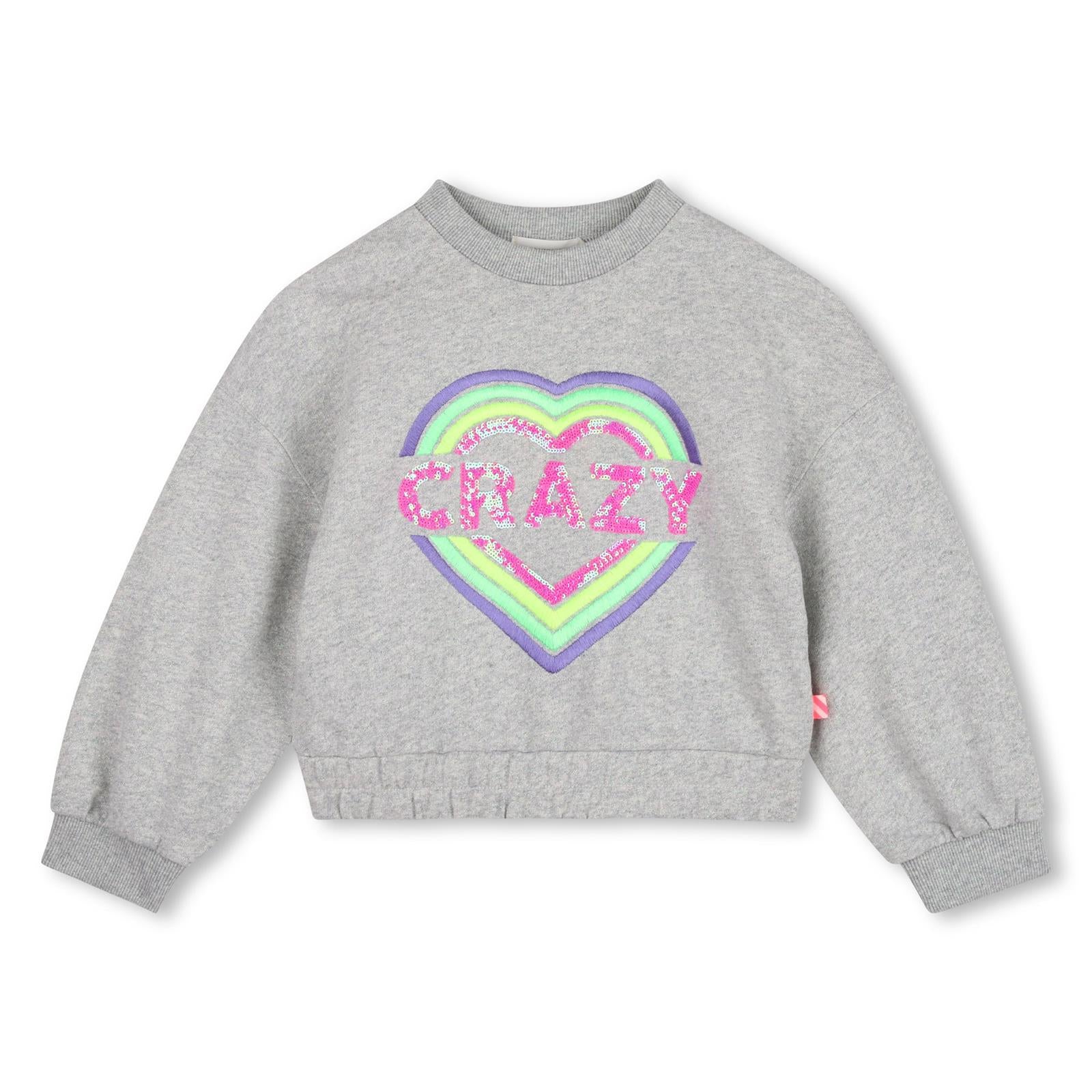 Lucido felpa in cotone garzato, costina su scollo, polsini e fondo, ricamato illustrazione con paillettes sul davanti. U22400 111 BILLIE BLUSH KIDS