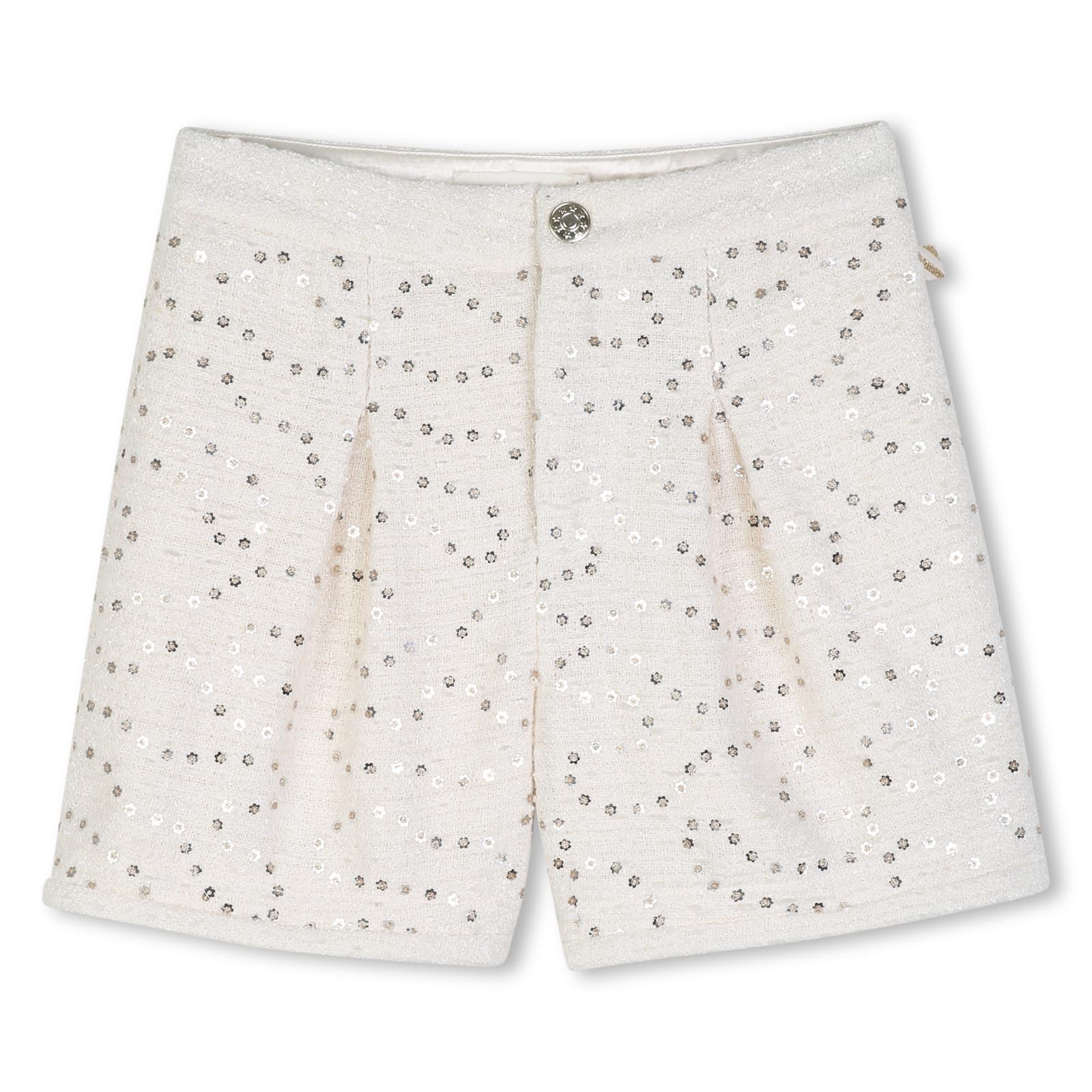 Tweed shorts ricamato con paillettes, vita regolabile con zip. U22429 121 BILLIE BLUSH KIDS