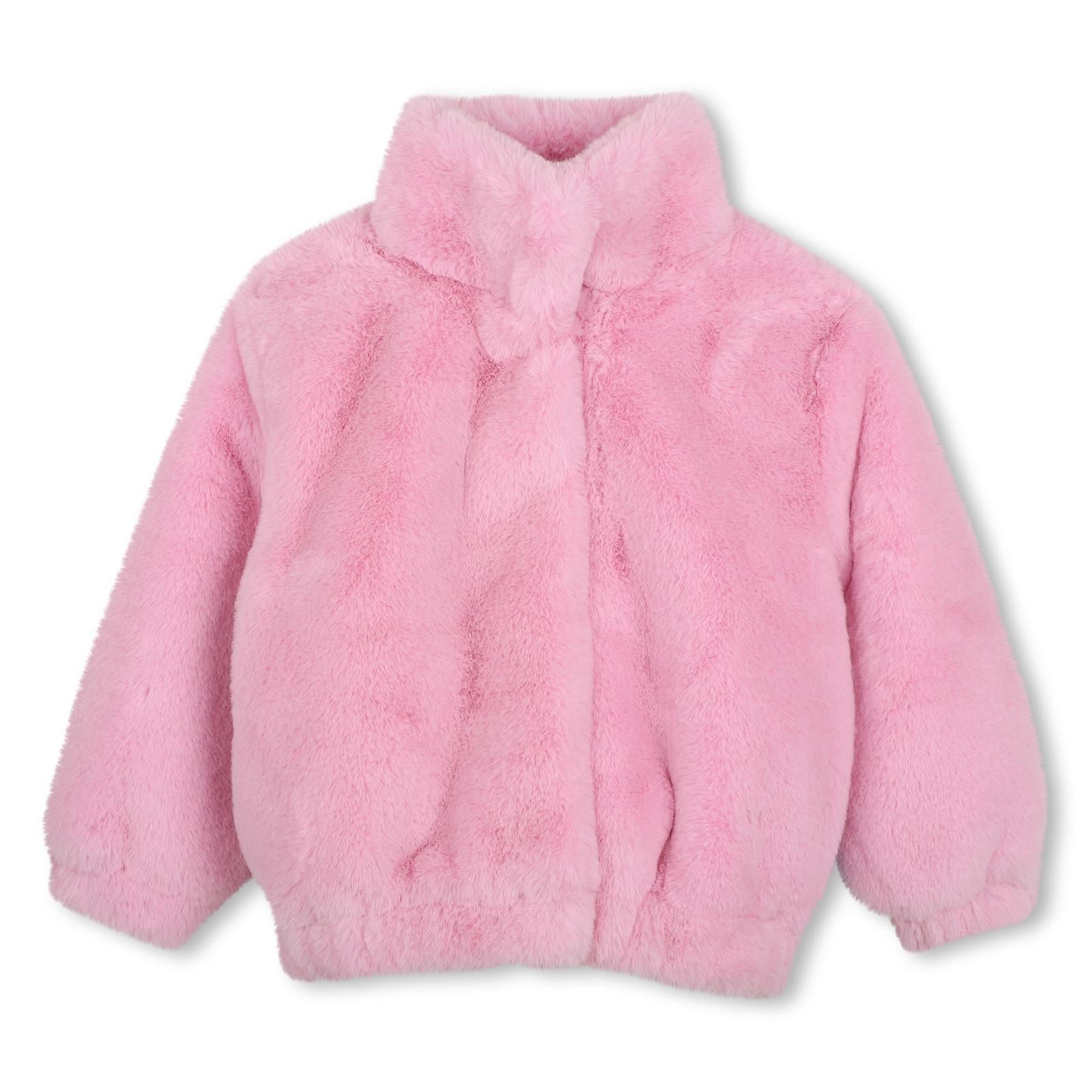 Eco-pelliccia coat, 2 tasche, eco-pelliccia illustrazione sul retro, chiusura con bottoni automatici. U22448 475 BILLIE BLUSH KIDS