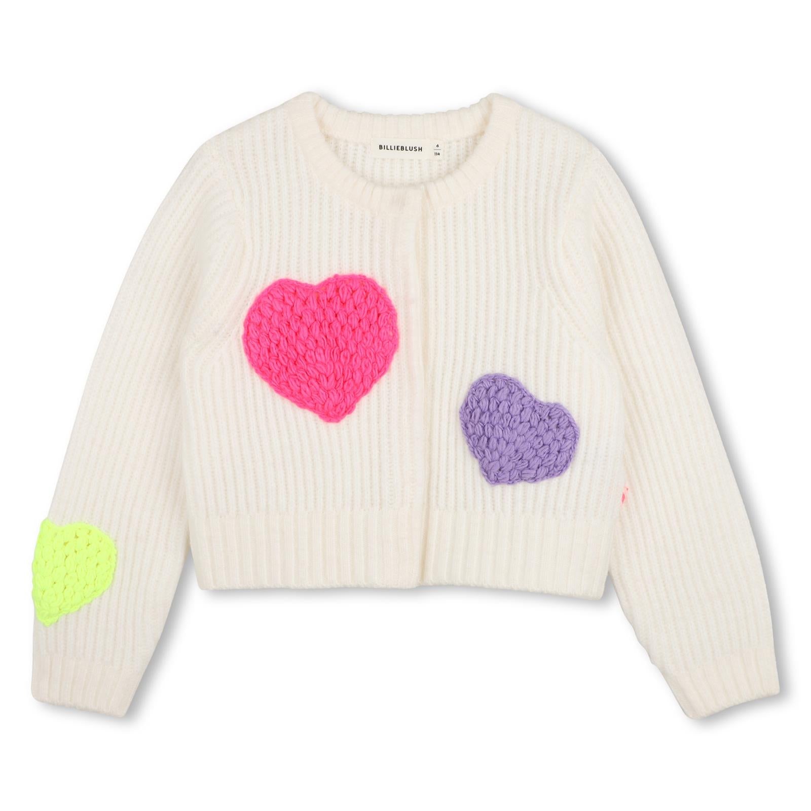 Cardigan in maglia, cuori applicati sul davanti e manica, chiusura con bottoni automatici. U22473 121 BILLIE BLUSH KIDS