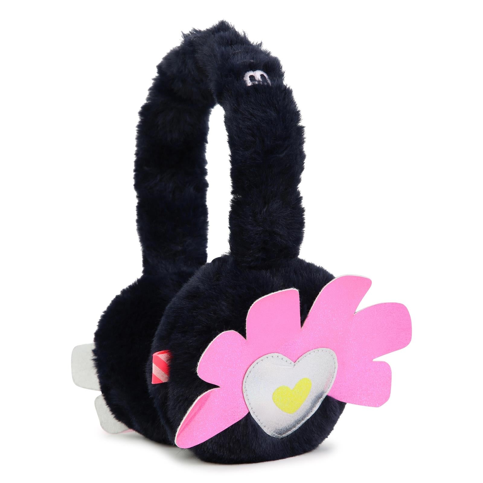 Fake fur earmuffs. Pu badge con glitter. Frame in plastic con ricamo. A righe woven label. U22496 85T BILLIE BLUSH KIDS
