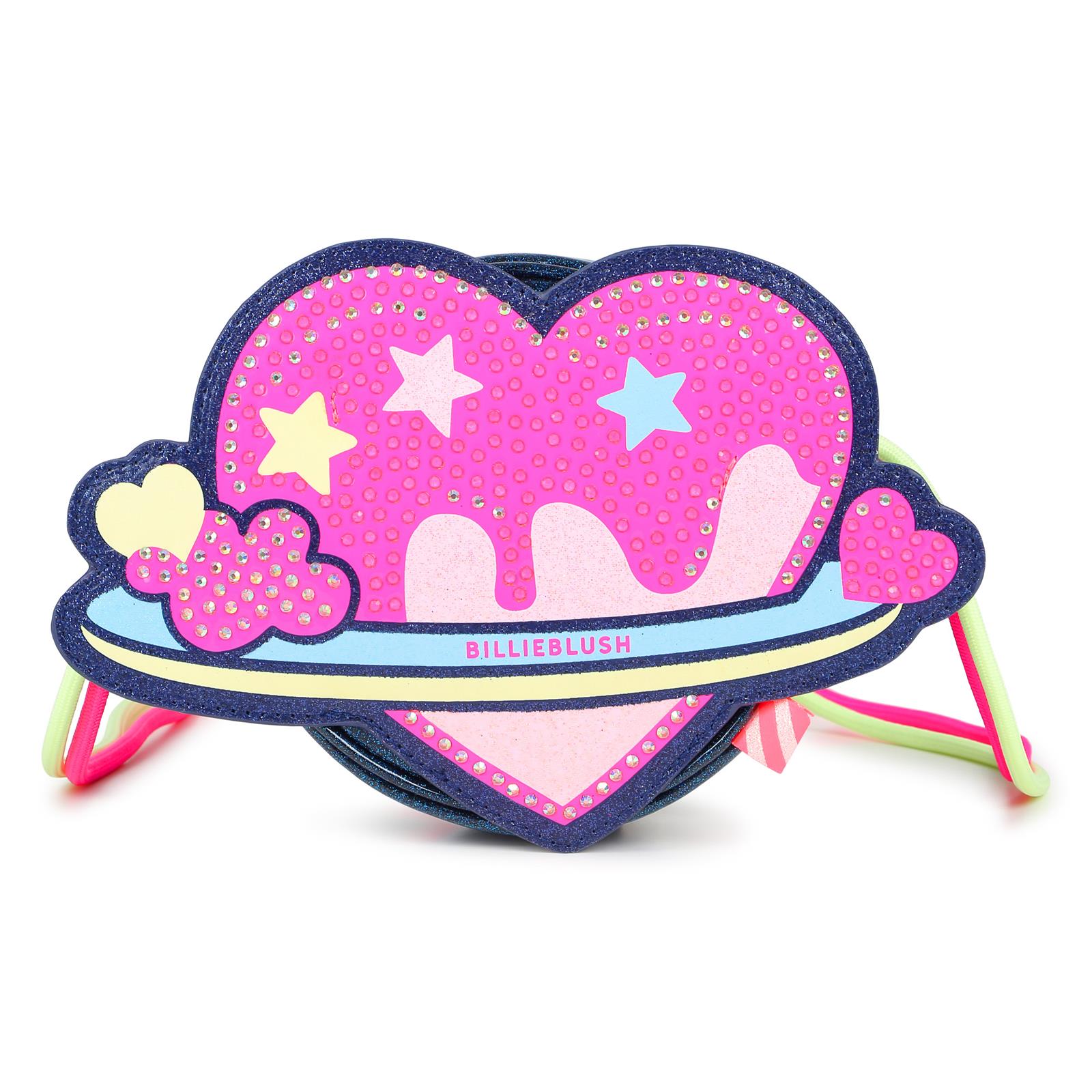Cuore handbag. Glitter simili. Strass e glitter illustrazione. Cords spalla strap. Chiusura con zip. A righe woven label. Dimensions : 12x12x4,5 cm. U22521 85T BILLIE BLUSH KIDS