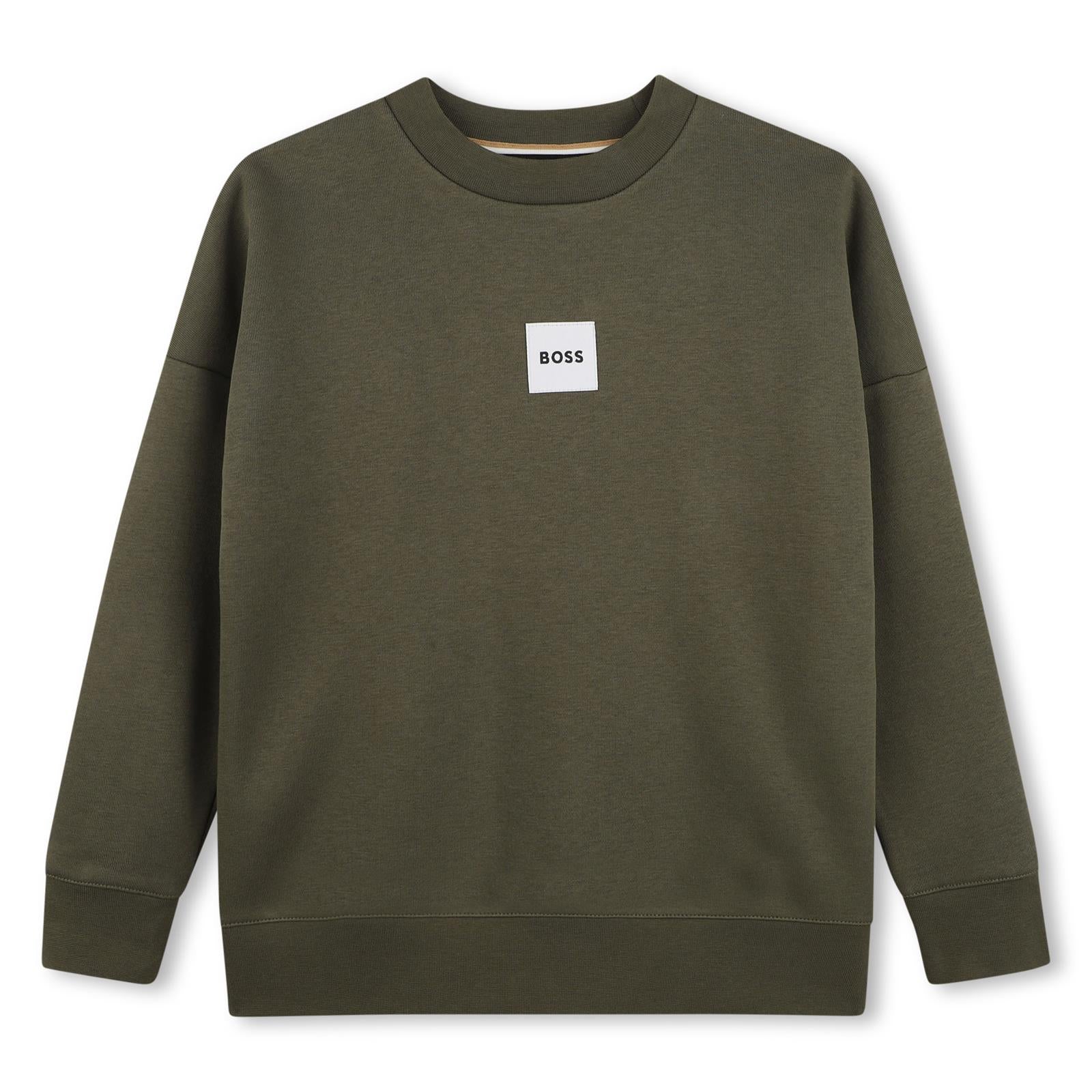 Sweatshirt in fleece, cotton, polyester. Round collar, boss woven label centered on chest. J53394 63D BOSS KIDSWEAR