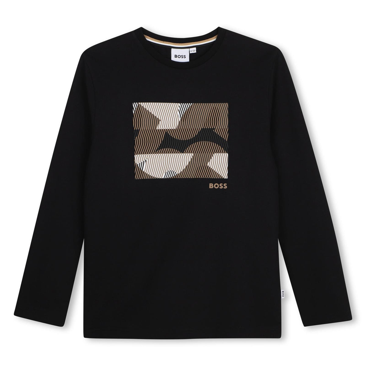 Long-sleeved jersey t-shirt con reworked logo centered on chest. J53406 09B BOSS KIDSWEAR