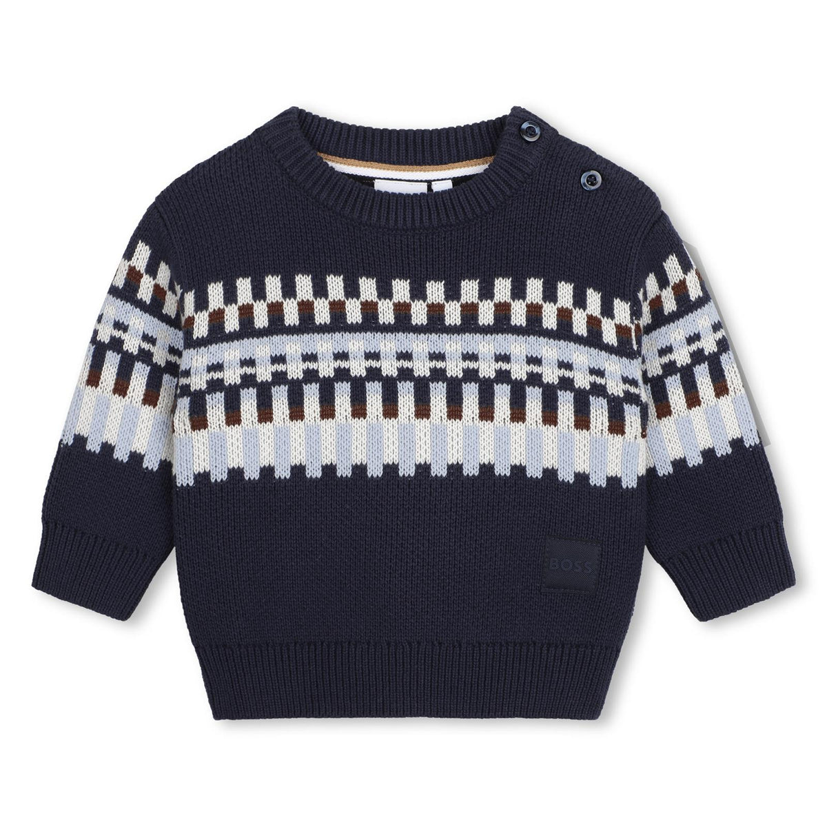 In maglia felpa. Colored ribbing. Tone-on-tone boss badge in hd. Raiser boss. J53487 849 BOSS KIDSWEAR