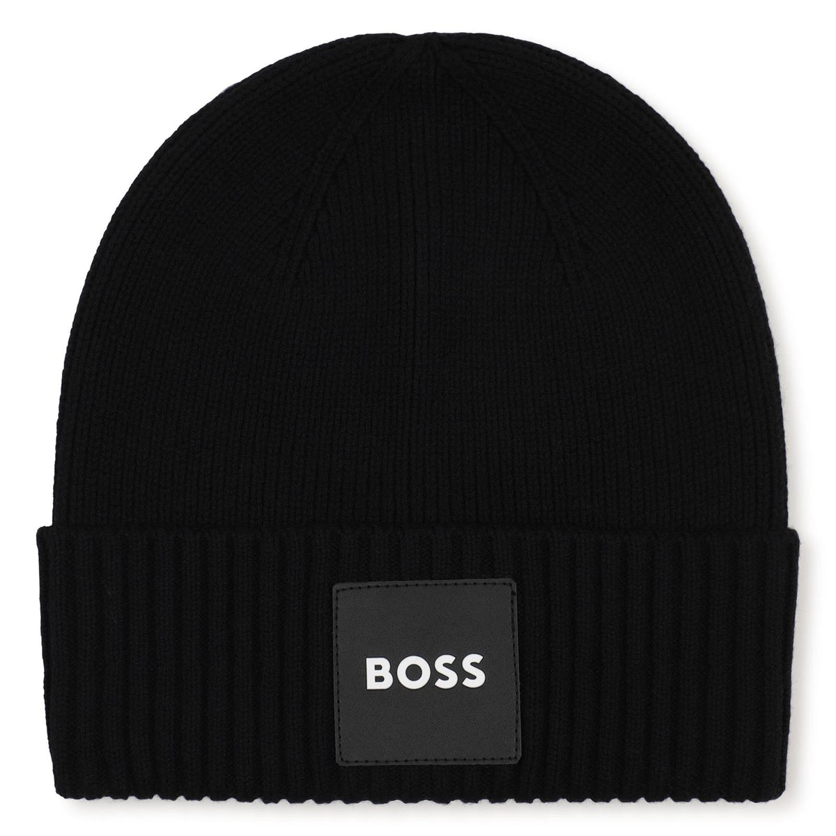 Knit beanie con branded badge. Mainly made in cotton, co/pa. Matched snood j53590 J53583 09B BOSS KIDSWEAR