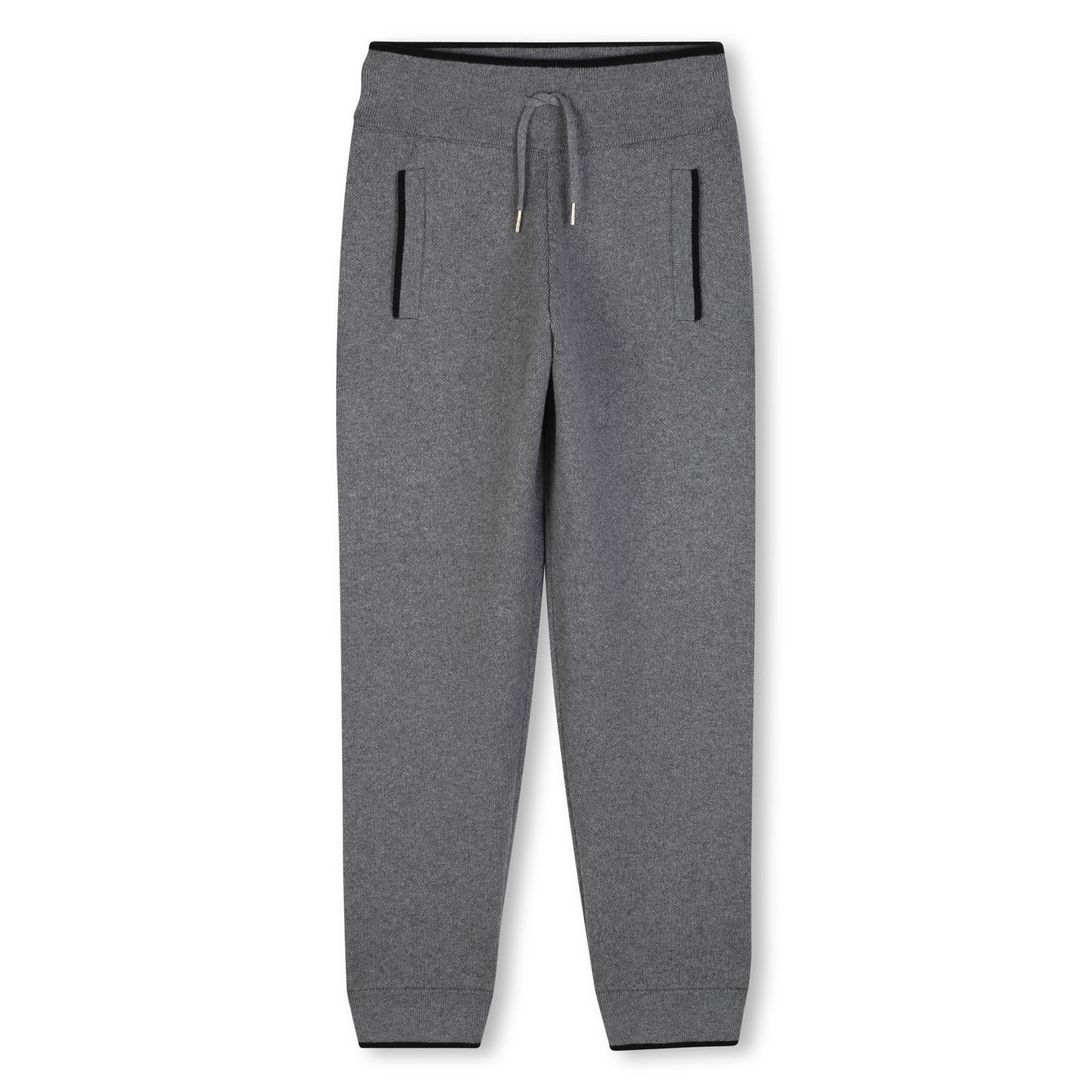 In maglia pantaloni containing 90% of cotton from organic farming e 10% wool, elastico fondo legs e cintura con chloe branded metal coulisse ends, chloe cuore hand ricamo sul retro. C21266 A46 CHLOE KIDS