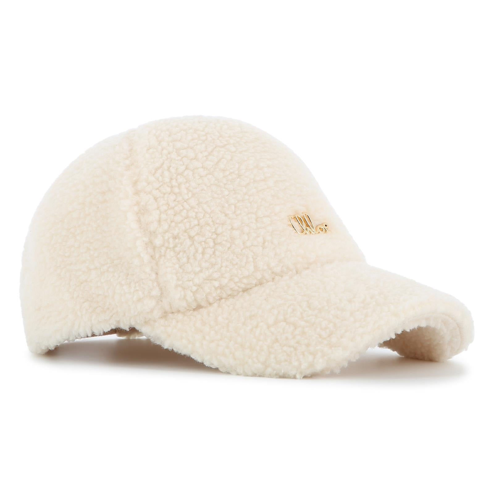 Faux shearling cap, con chloé metal plate on davanti, regolabile con buckle on retro. C21312 P02 CHLOE KIDS