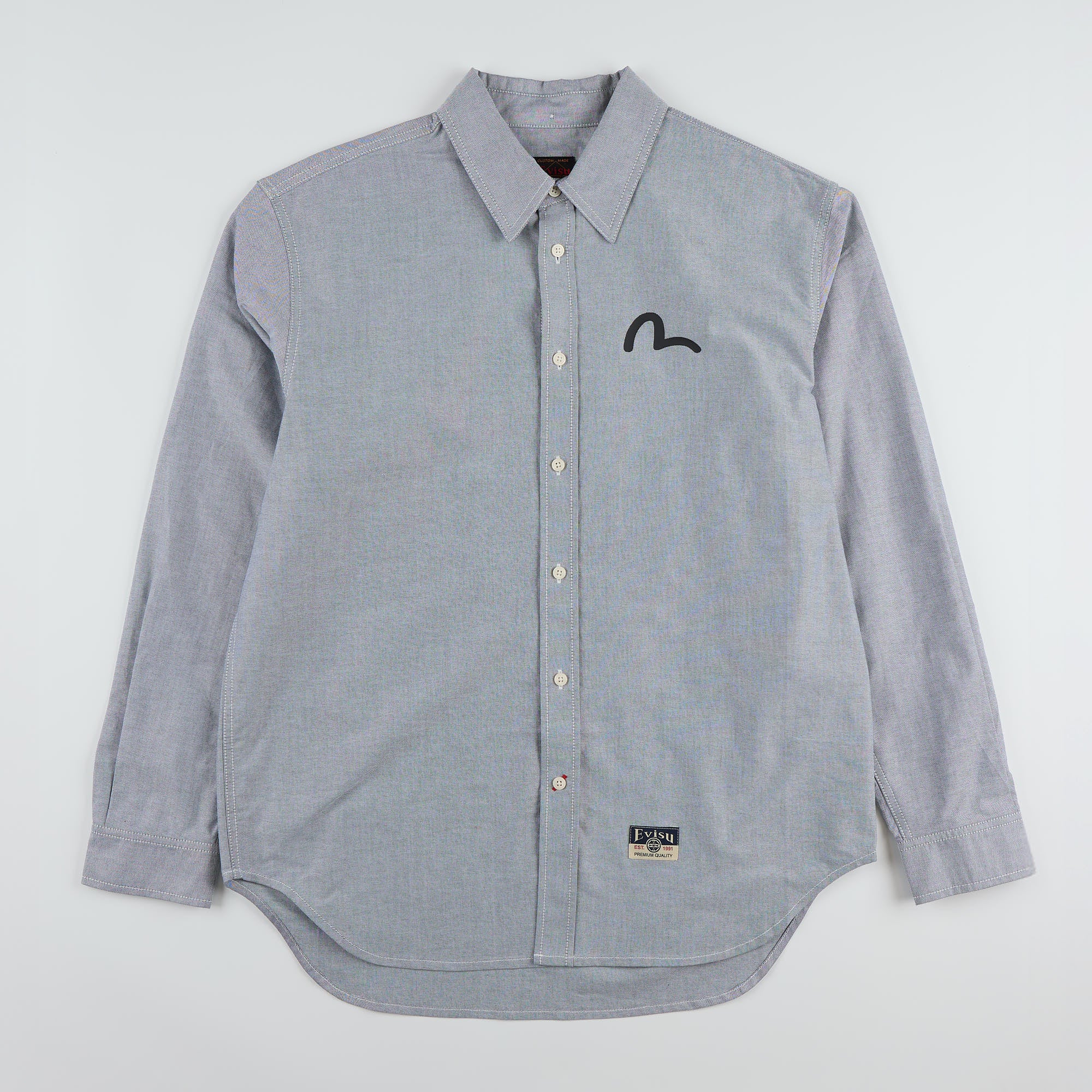 Camicia Oxford W/ Black Seagull Print Grigio 2ESHTM5SL1243 GRYX EVISU