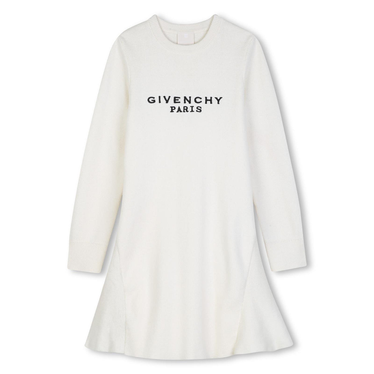 In maglia milano vestito in 95% cotton e 5% cashmere. Flared shape. Color contrasted givenchy logo ricamo at davanti. H31332 117 GIVENCHY KIDS
