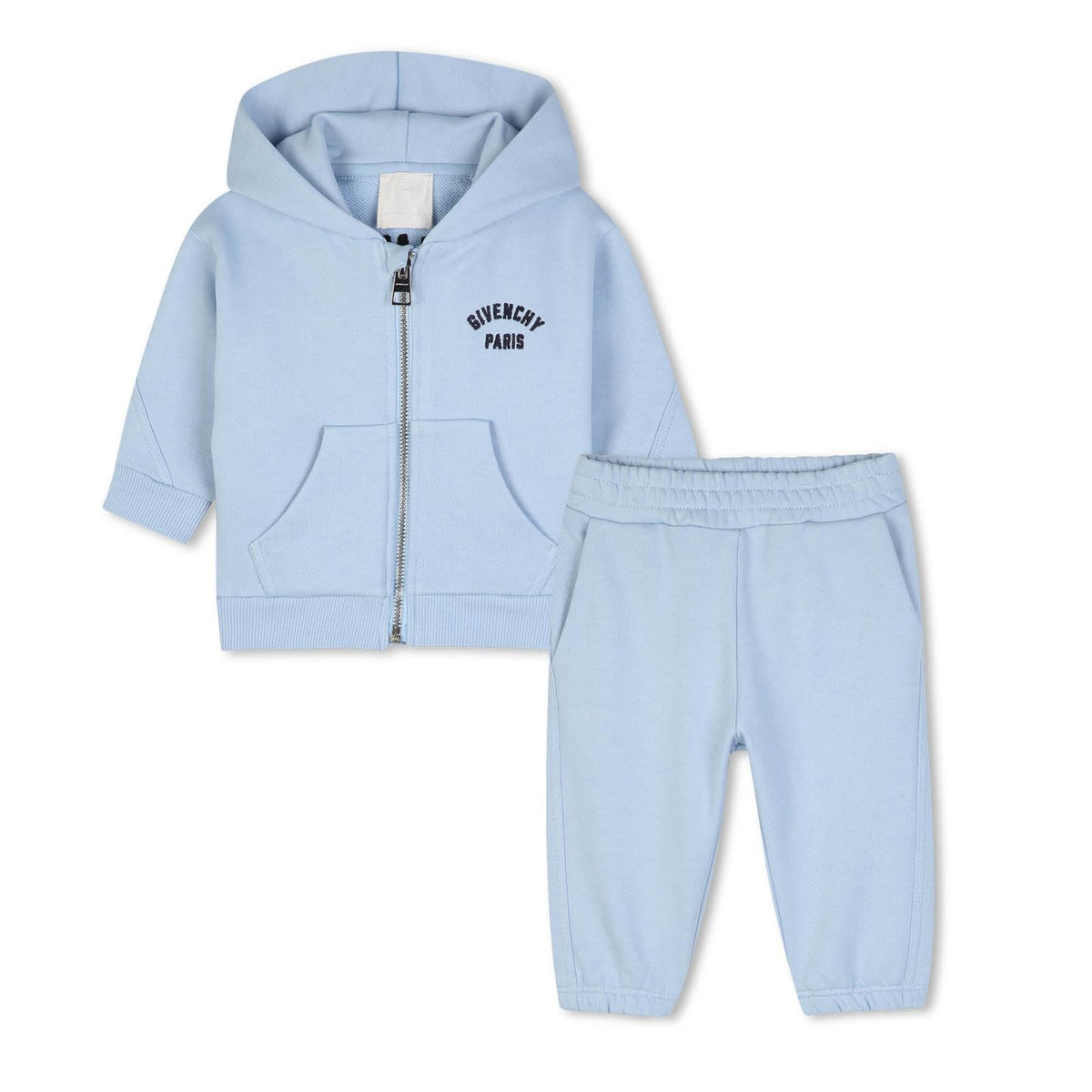 Set of cardigan con pantaloni in fleece, cotton from organic farming, maniche e legs con twisted seams. Givenchy logo ricamo at davanti e retro sul cardigan, at retro sul pantaloni. H31366 789 GIVENCHY KIDS