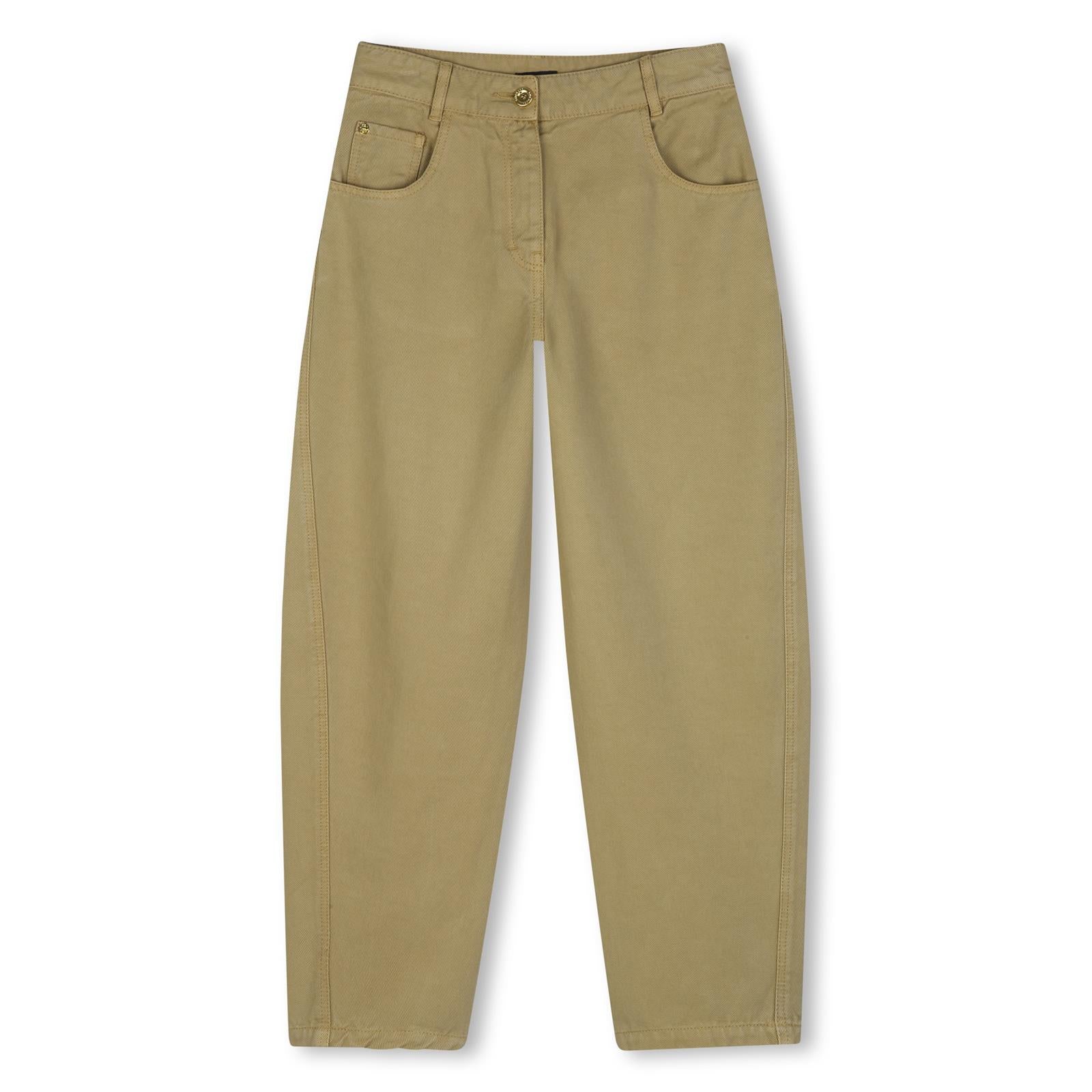 Pantaloni in cotton lyocell twill. Cocoon shaping. Button at vita, givenchy logo in gold color. Gold color embossed givenchy logo embossed gold color printed flap label at retro vita. H31430 638 GIVENCHY KIDS