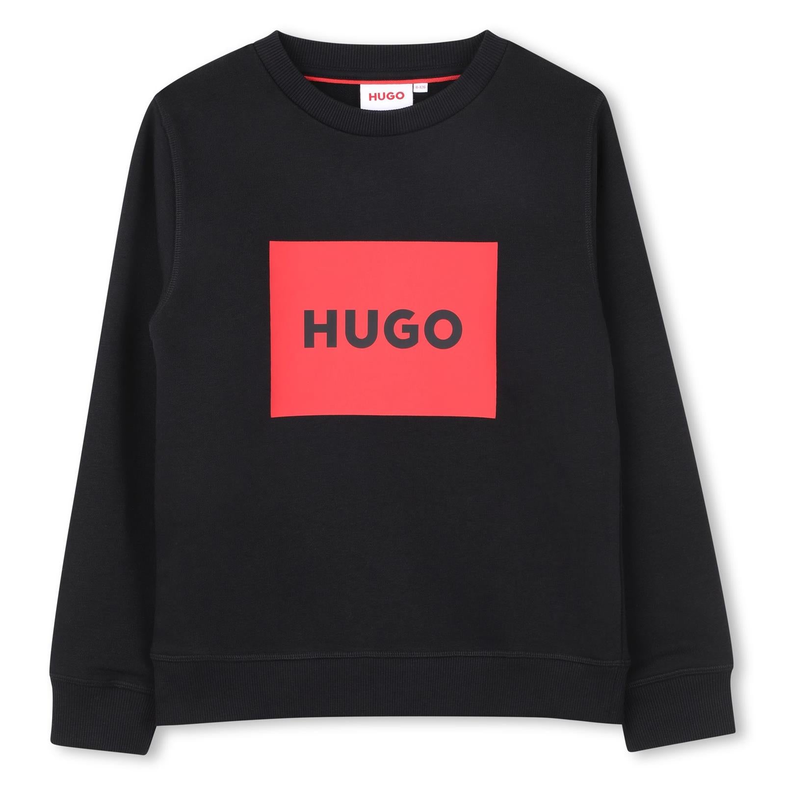 Round neck sweatshirt in cotton polyester fleece, box logo printed sul davanti. Vestibilità regolare G01184 09B HUGO KIDS
