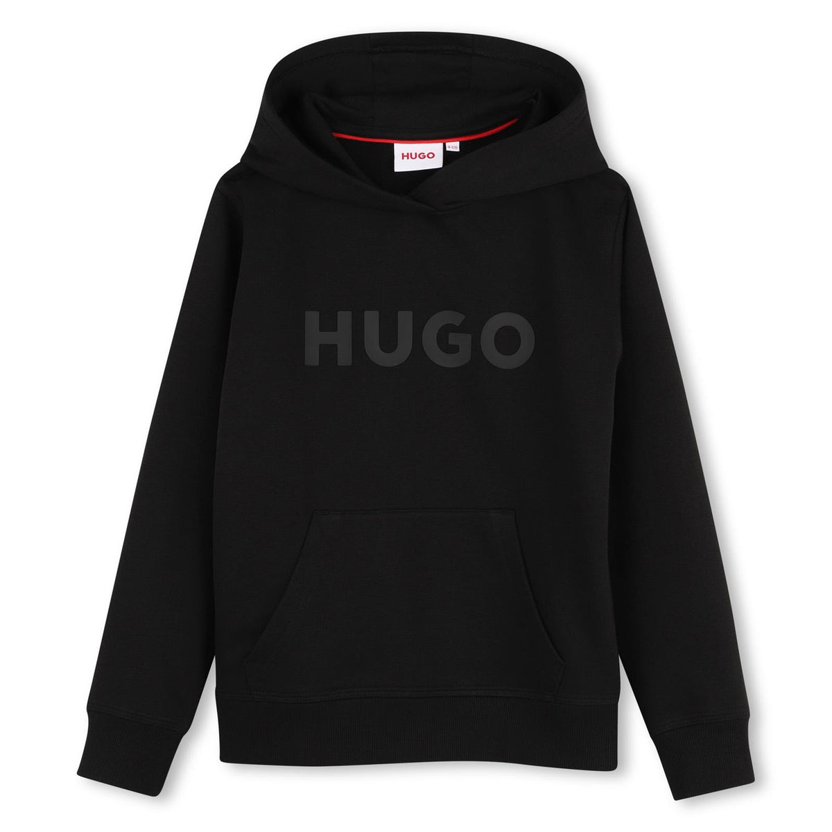 Con cappuccio sweatshirt in cotton e polyester fleece, embossed logo printed sul davanti, elastico polsini e fondo, kangaroo tasca sul davanti. Vestibilità regolare G01231 09B HUGO KIDS
