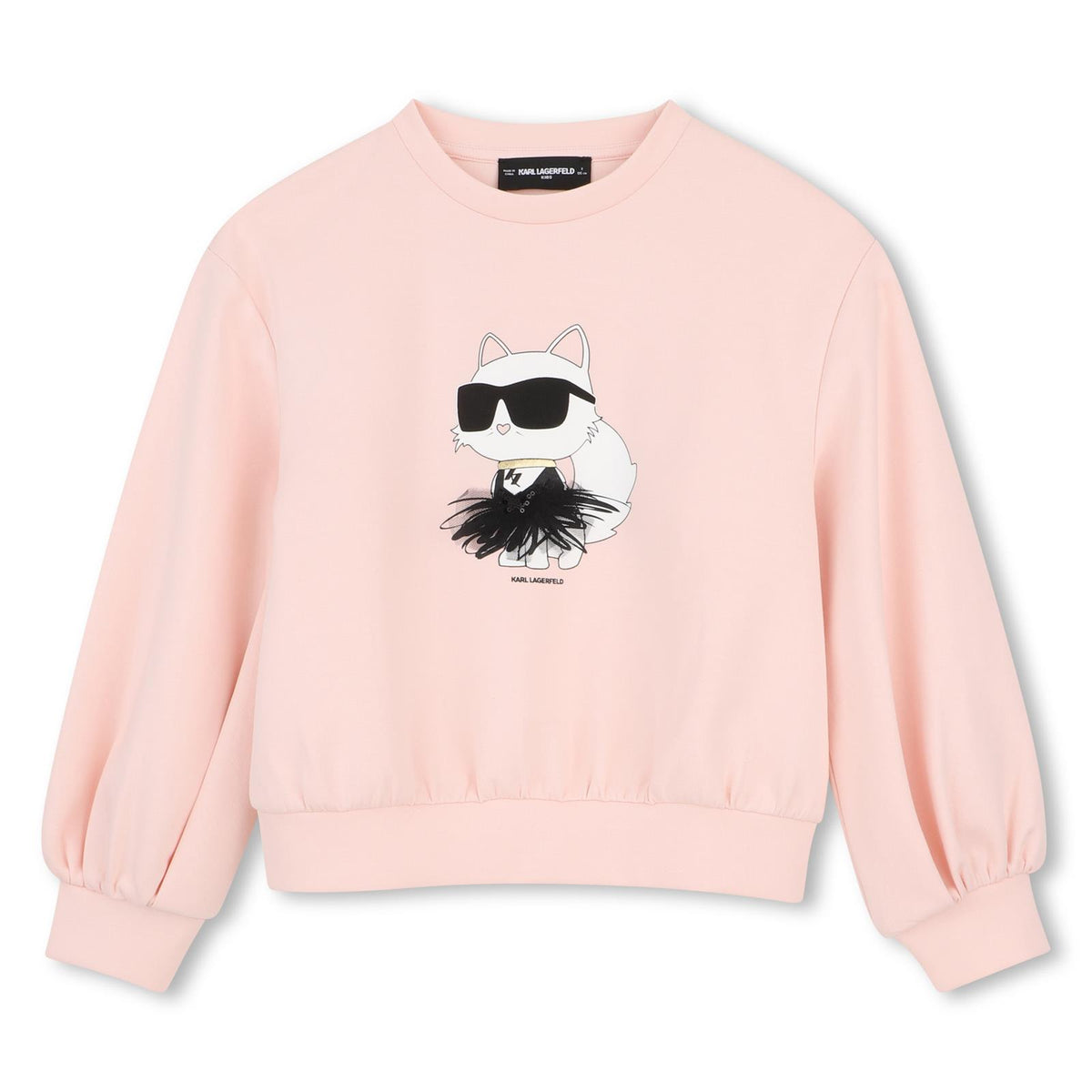 Double jersey sweatshirt. Choupette illustrazione sul davanti con tulle detailing e karl lagerfeld logo illustrazione sul retro. Z31318 471 KARL LAGERFELD KIDS