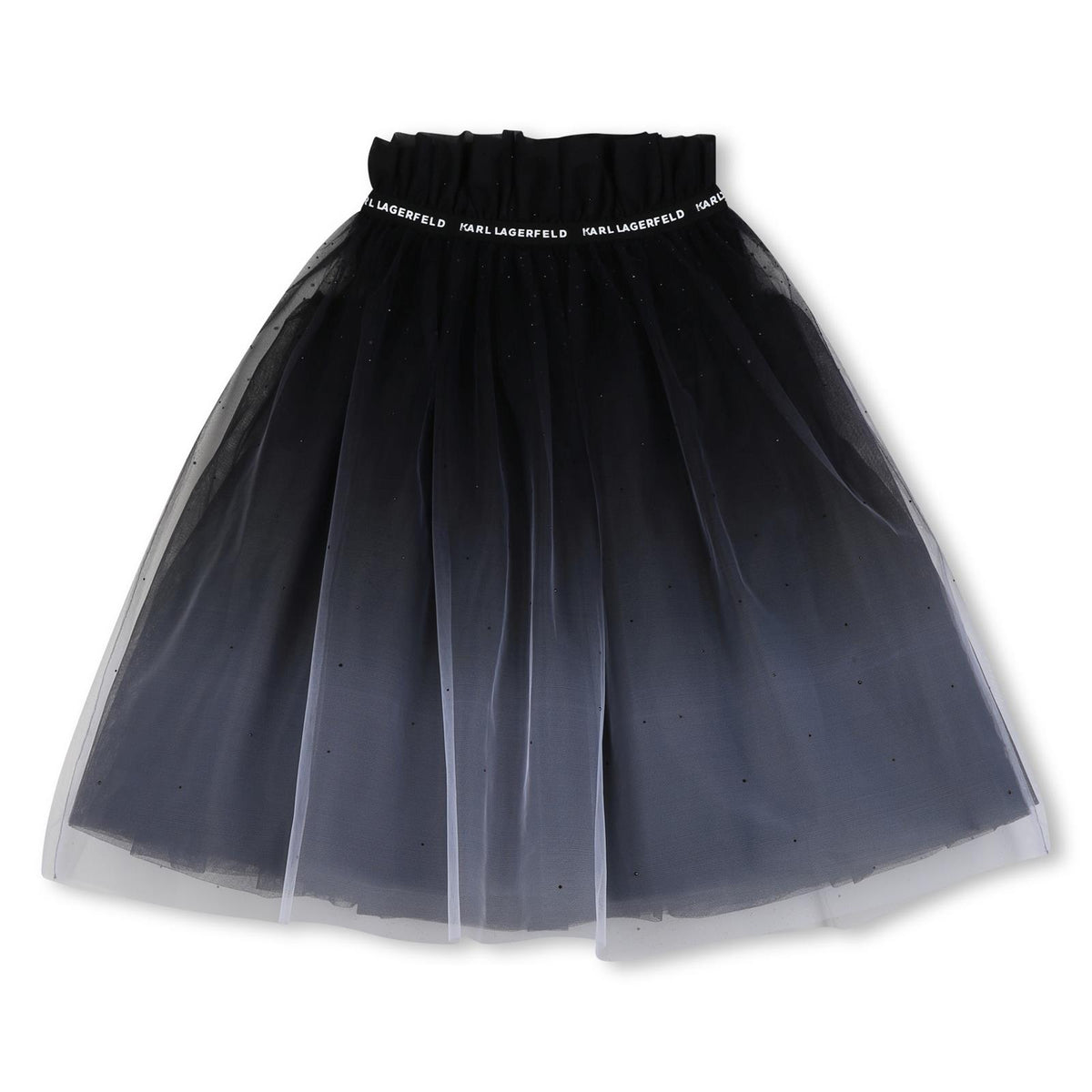 Ceremony gonna in gradient tulle, lined con viscose twill. Small elastico band con karl lagerfeld logo al vita. Strass sul davanti e retro. Z31347 N50 KARL LAGERFELD KIDS