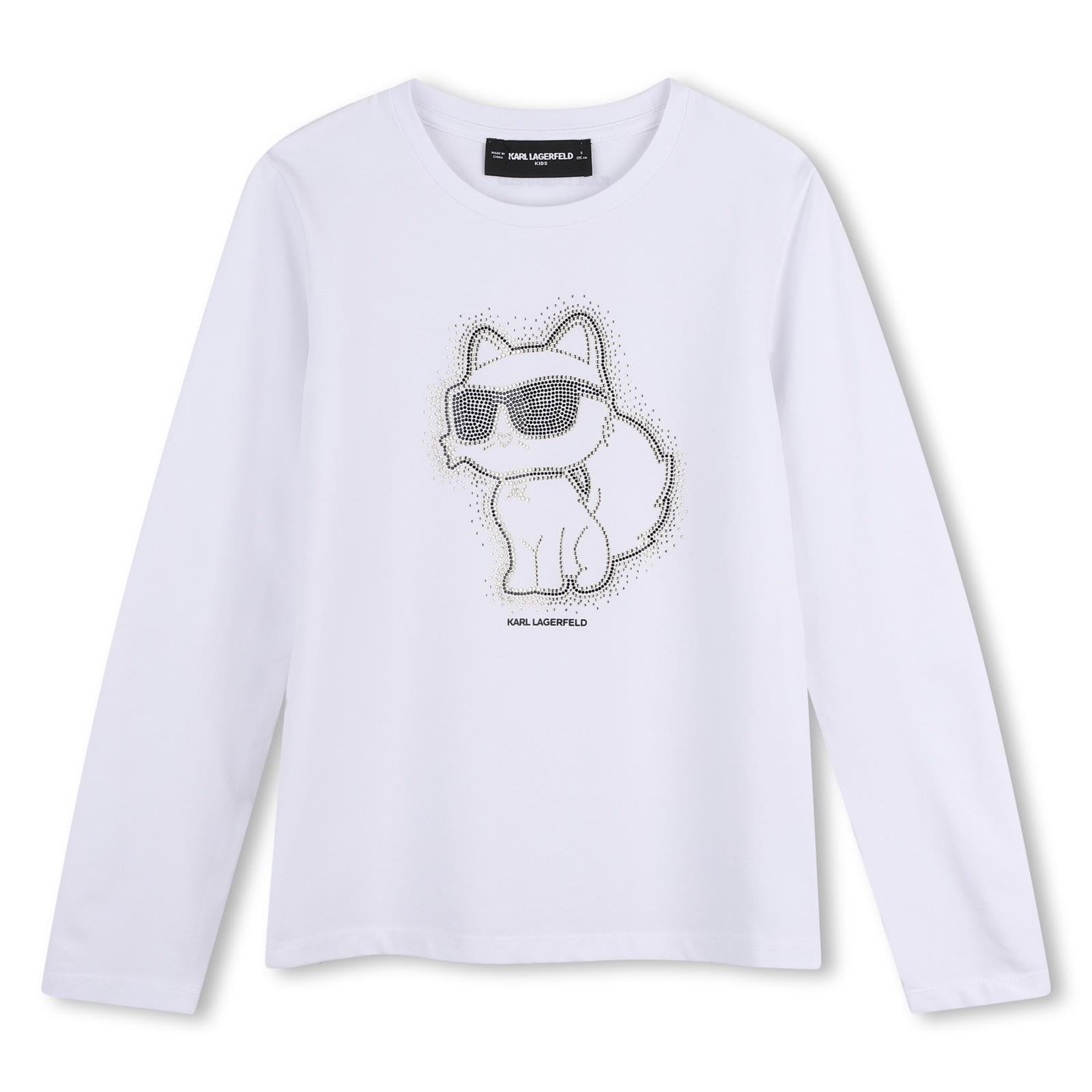Long-maniche jersey t-shirt con cotton coming from organic farming. Karl/choupette illustrazione con strass on davanti. Karl lagerfeld logo illustrazione sul retro. Mini me Z31463 10P KARL LAGERFELD KIDS