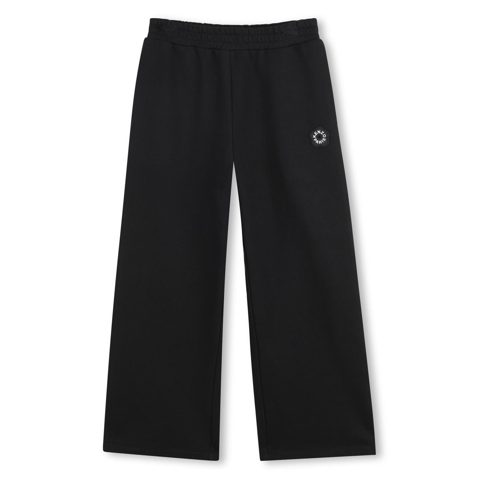 Unbrushed fleece pantaloni (100% cotton), vestibilità morbida, fantasia bands sul side con boke flower, branded rubber label on davanti. K62006 09B KENZO KIDS
