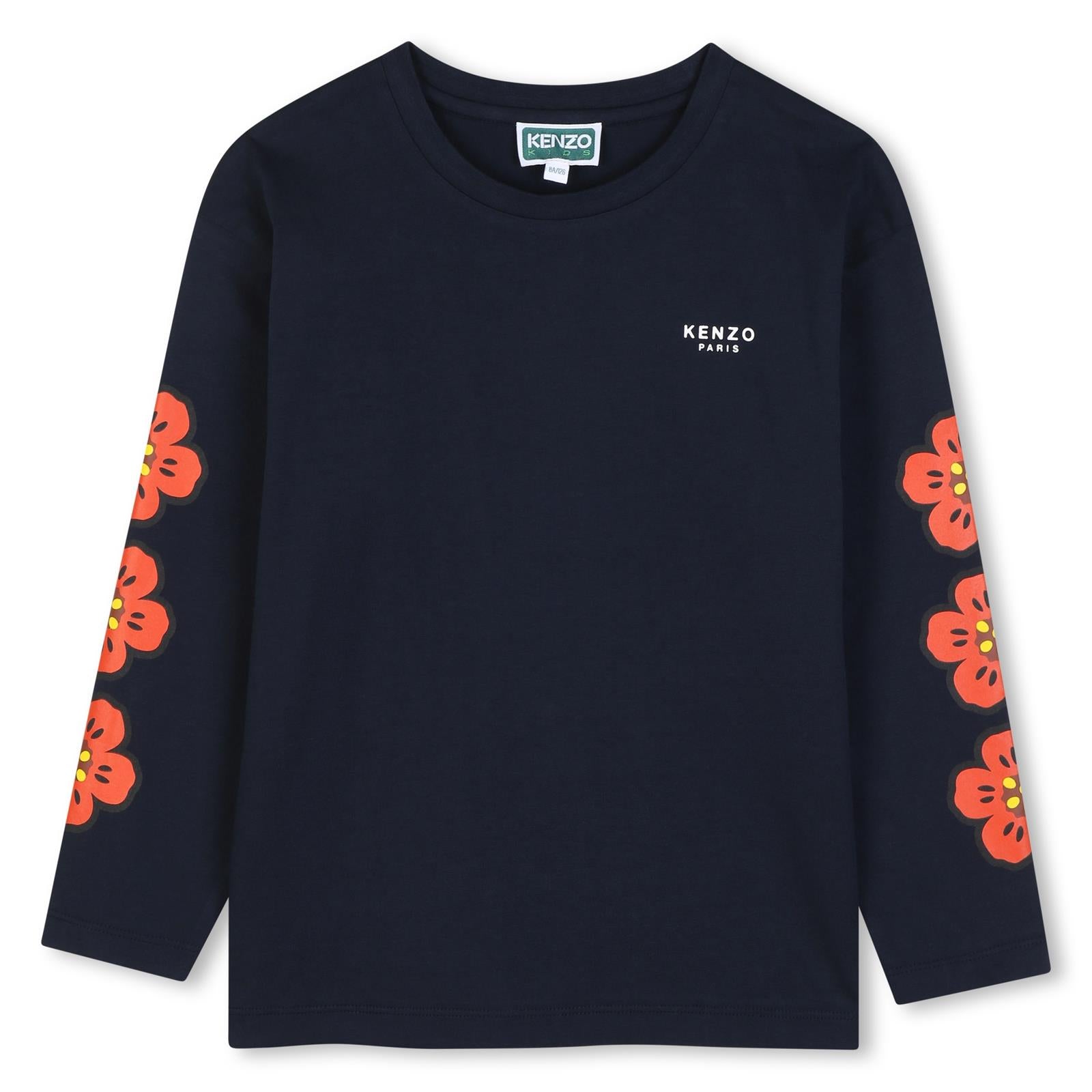 Maniche lunghe t-shirt in jersey (100% organic cotton), branded stampa on davanti e on maniche. K62018 845 KENZO KIDS