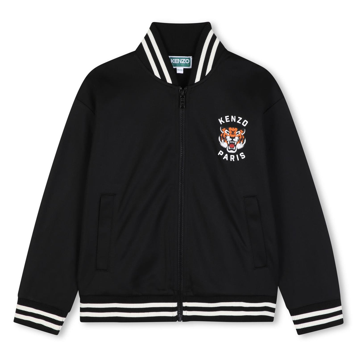 Cardigan in brushed pique (100% cotton), two tasche, zip chiusura e branded prints on chest e nel retro. K62036 09B KENZO KIDS