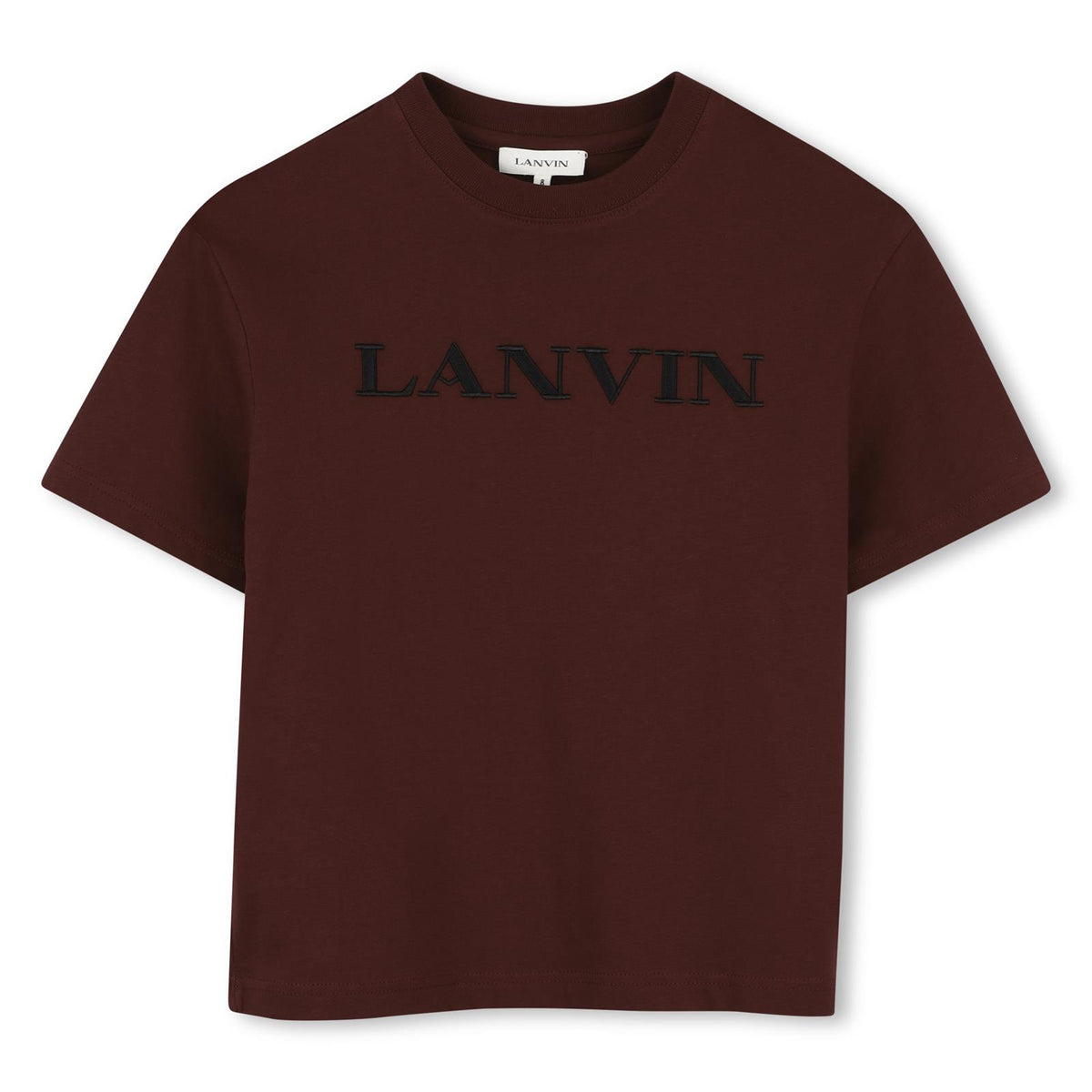 Cotton from organic farming jersey t-shirt, tone-on-tone ribbed scollo, lanvin brand ricamo sul davanti. N30426 955 LANVIN KIDS