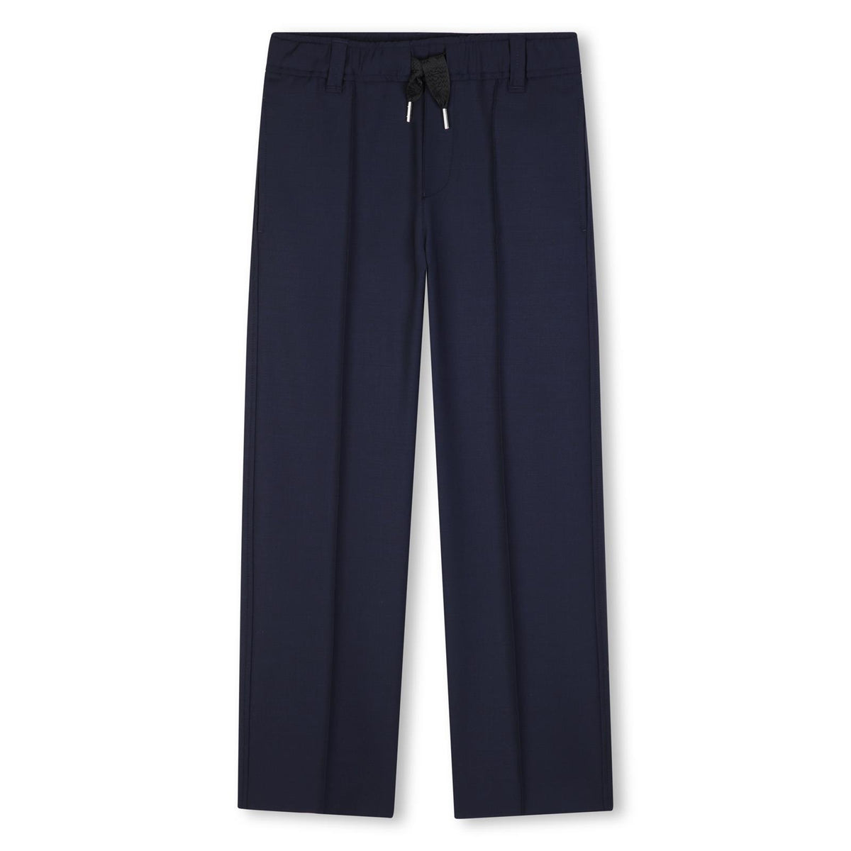Dry wool neo suit ceremony pantaloni, vita elastica con cintura loops, vita elastica con branded coulisse embellished con branded silver metal ends, pintuck pleat on legs, side entry tasche on davanti, on retro, asymmetric tasche on retro: piped tasc N30441 868 LANVIN KIDS