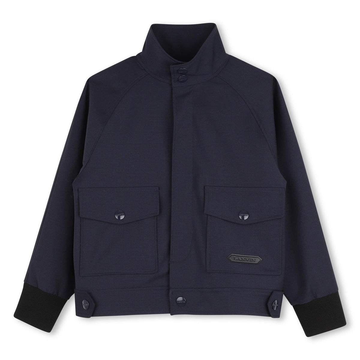 Dry wool ceremony jacket neo suit con twill fodera, stand-up collar, raglan maniche, polsini tightened by bordi in costina a contrasto, flap patch tasche on davanti, branded enamelled chiusura con bottoni automatici on jacket e tasche, faux leather l N30445 868 LANVIN KIDS