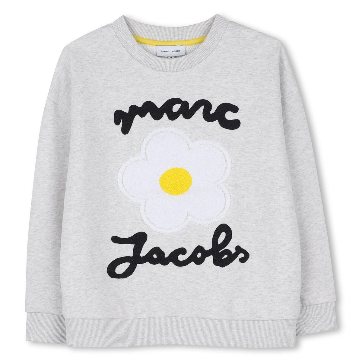 Cotton fleece sweatshirt con a boucle ricamo daisy sul davanti e a marc jacobs illustrazione in cornely ricamo. W61009 A18 MARC JACOBS KIDS