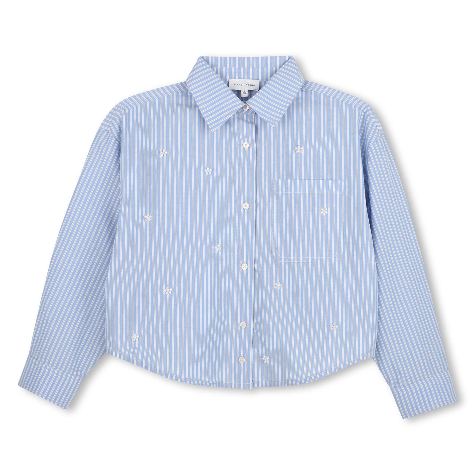Fine-a righe shirt con davanti button chiusura featuring small marc jacobs buttons. Patch tasca sul chest, pearl ricamo in daisy shapes sul davanti, e woven marc jacobs label sul retro. W61017 794 MARC JACOBS KIDS