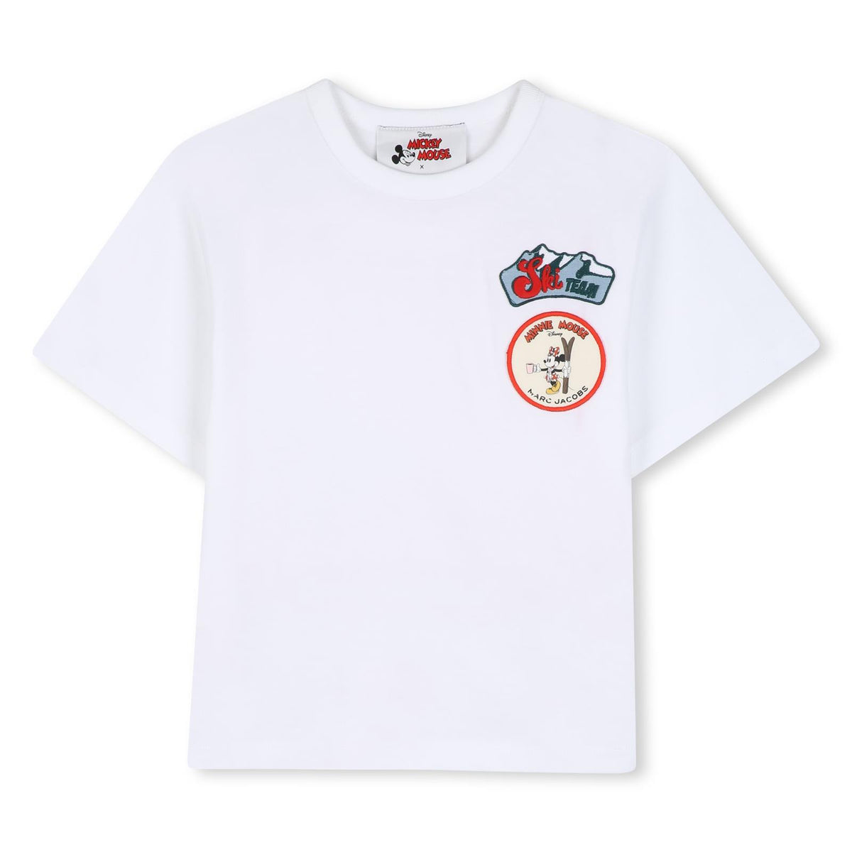 In collaboration con "disney": cotton jersey t-shirt, decorated con a graphic stampa on cotton poplin sul retro. A marc jacobs x mickey mouse stampa sul davanti chest. W61023 10P MARC JACOBS KIDS