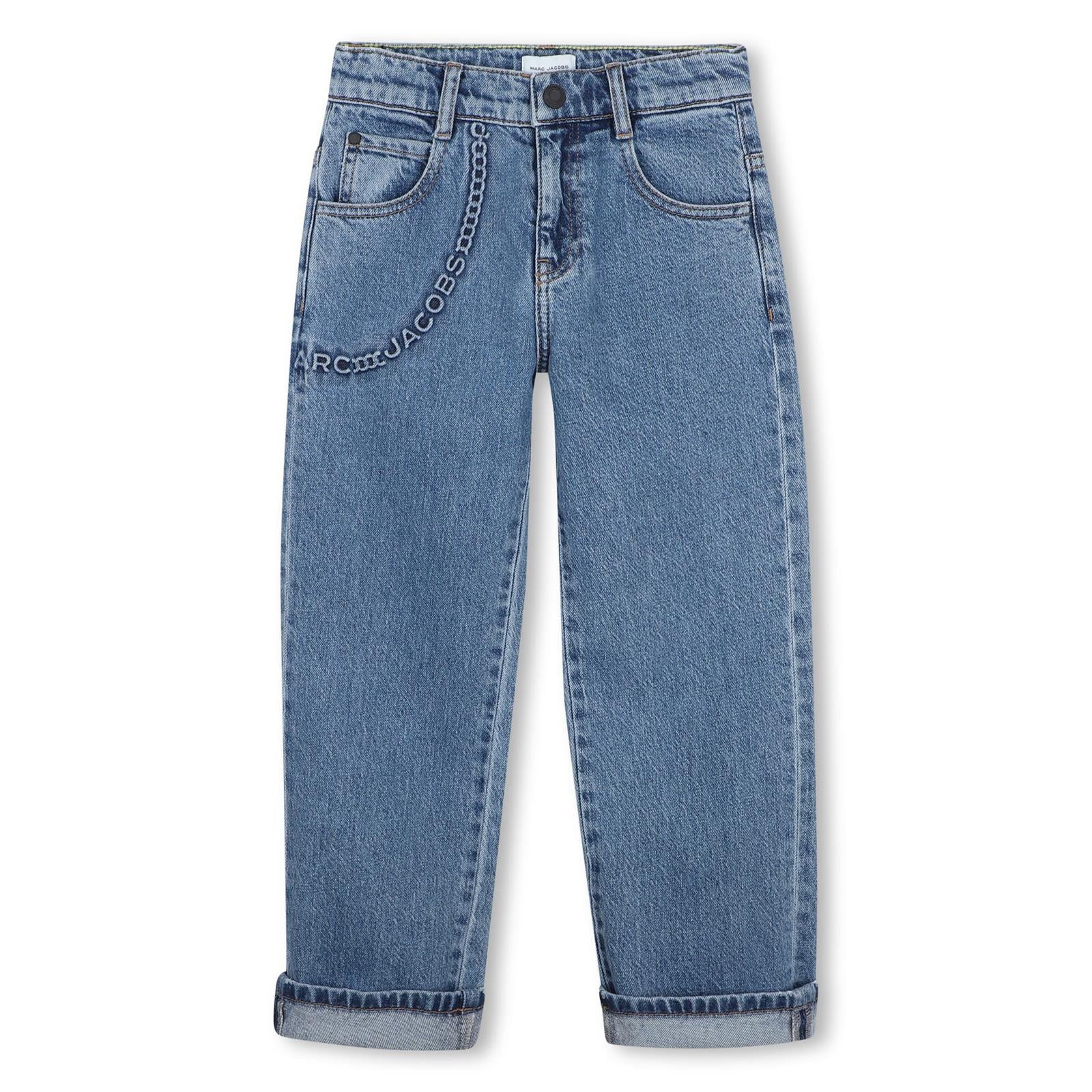 Pantaloni in denim, marc jacobs chain embossed, branded silicone label on retro cintura, m-detail signature stitches on retro tasche, vita regolabile up to 10y. W61053 Z10 MARC JACOBS KIDS