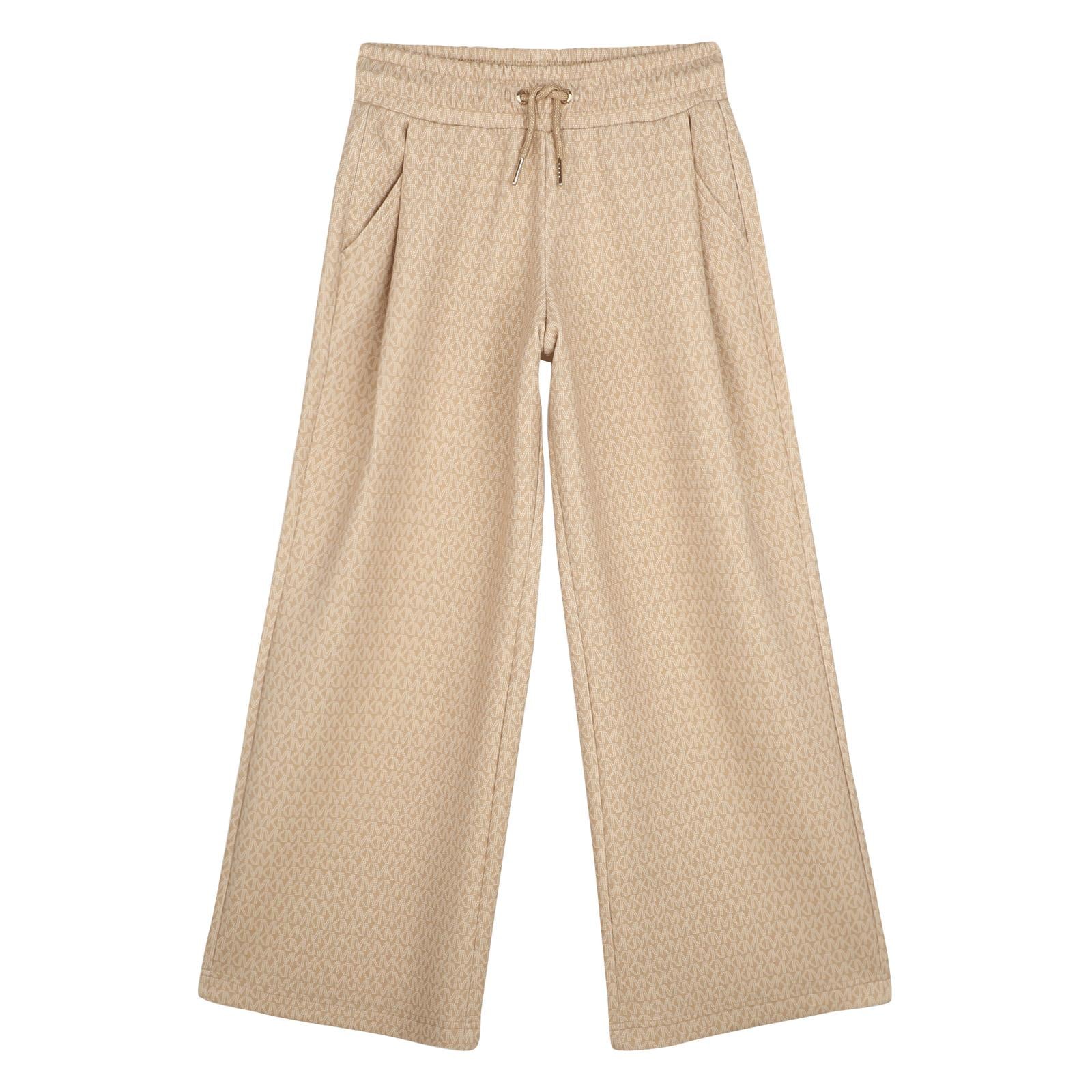 Ampio jogging pantaloni in double jersey con "mk signature" all-over stampa. Vita elastica con drawstrings e tasche sul davanti. R30698 301 MICHAEL KORS KIDS