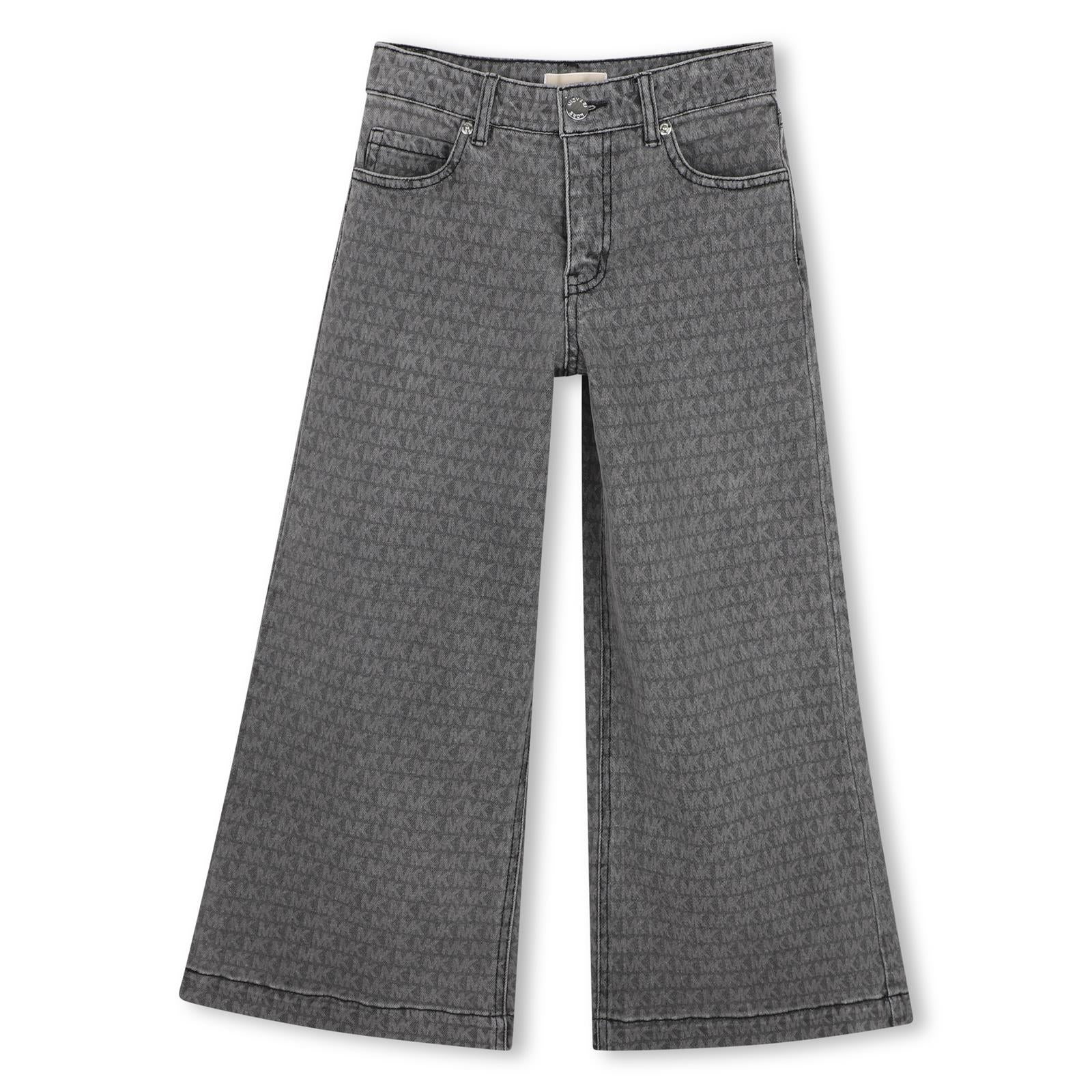 Pantaloni in denim (99% co, 1% ea) con "mk signature" all-over illustrazione in laser treatment. Regolabile fascia in vita until 10y. Zip e branded button chiusura sul davanti. Tasche sul davanti e sul retro. R30703 Z11 MICHAEL KORS KIDS