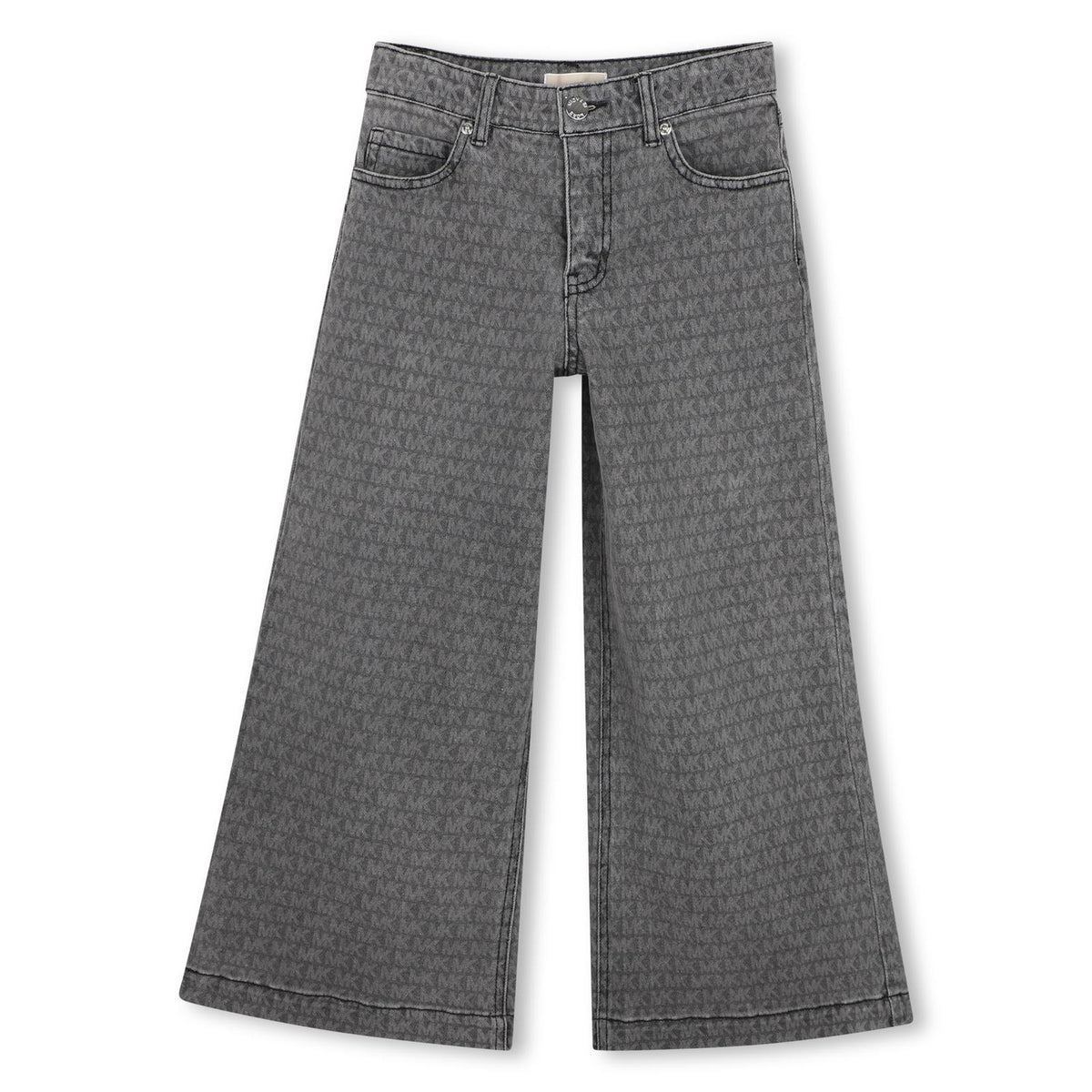 Pantaloni in denim (99% co, 1% ea) con "mk signature" all-over illustrazione in laser treatment. Regolabile fascia in vita until 10y. Zip e branded button chiusura sul davanti. Tasche sul davanti e sul retro. R30703 Z11 MICHAEL KORS KIDS